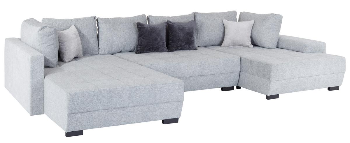 Canapea modulara LUGANO - gri deschis, Modern, lemn/textil (359/216cm) - Modern Living