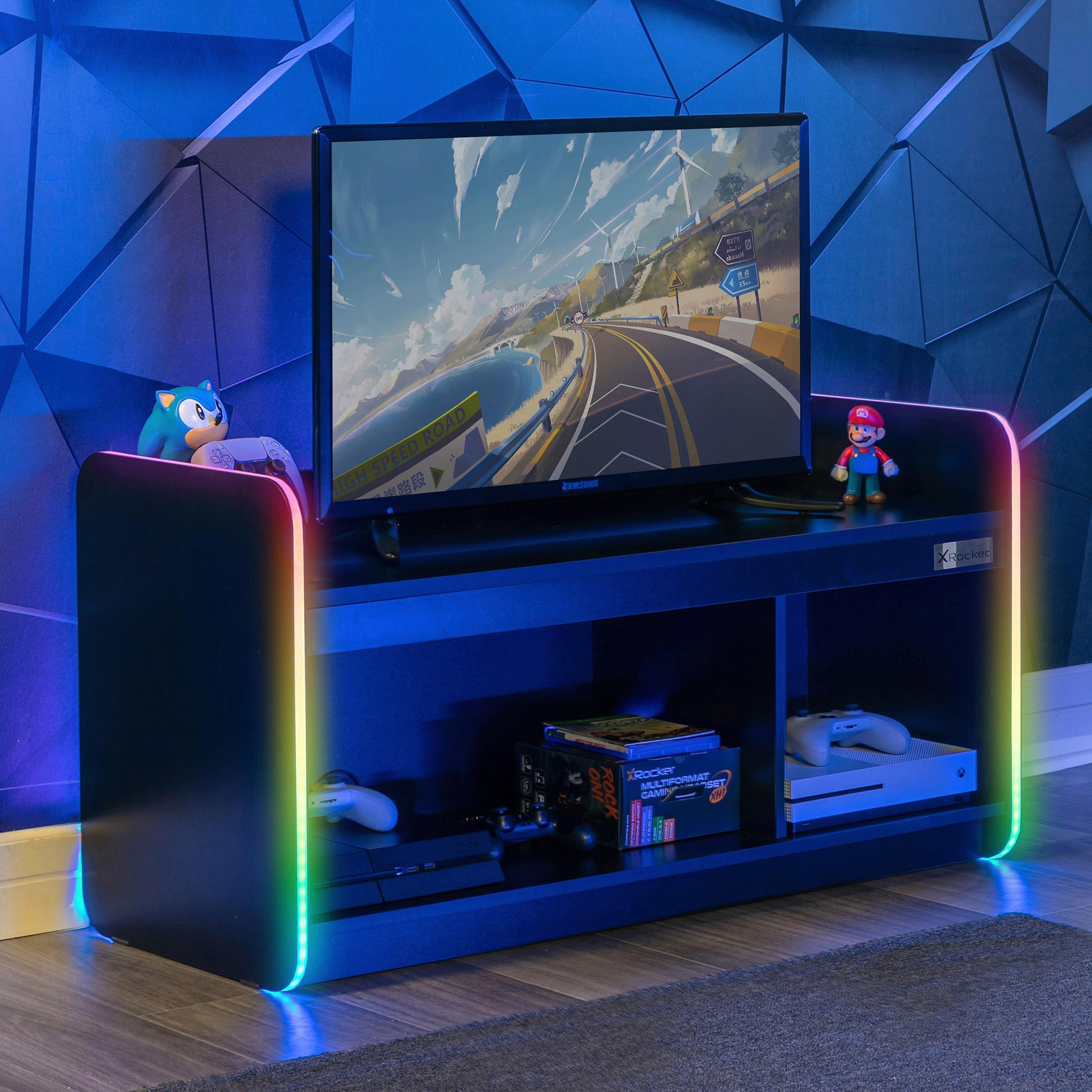 TV-Element Electra ca. 107x55x43cm Schwarz mit LED - Schwarz, MODERN, Holzwerkstoff (107/55/43cm) - X Rocker