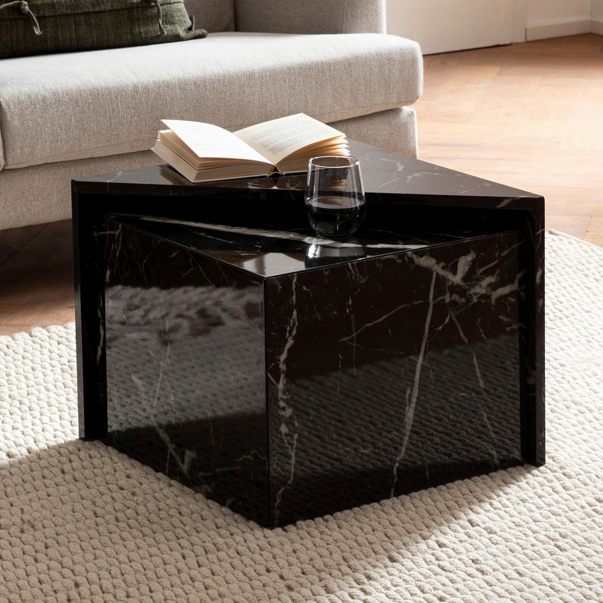 COUCHTISCH MONOBLOC - Schwarz Hochglanz, Lifestyle, Holzwerkstoff (50/50/41,5cm) - Livetastic
