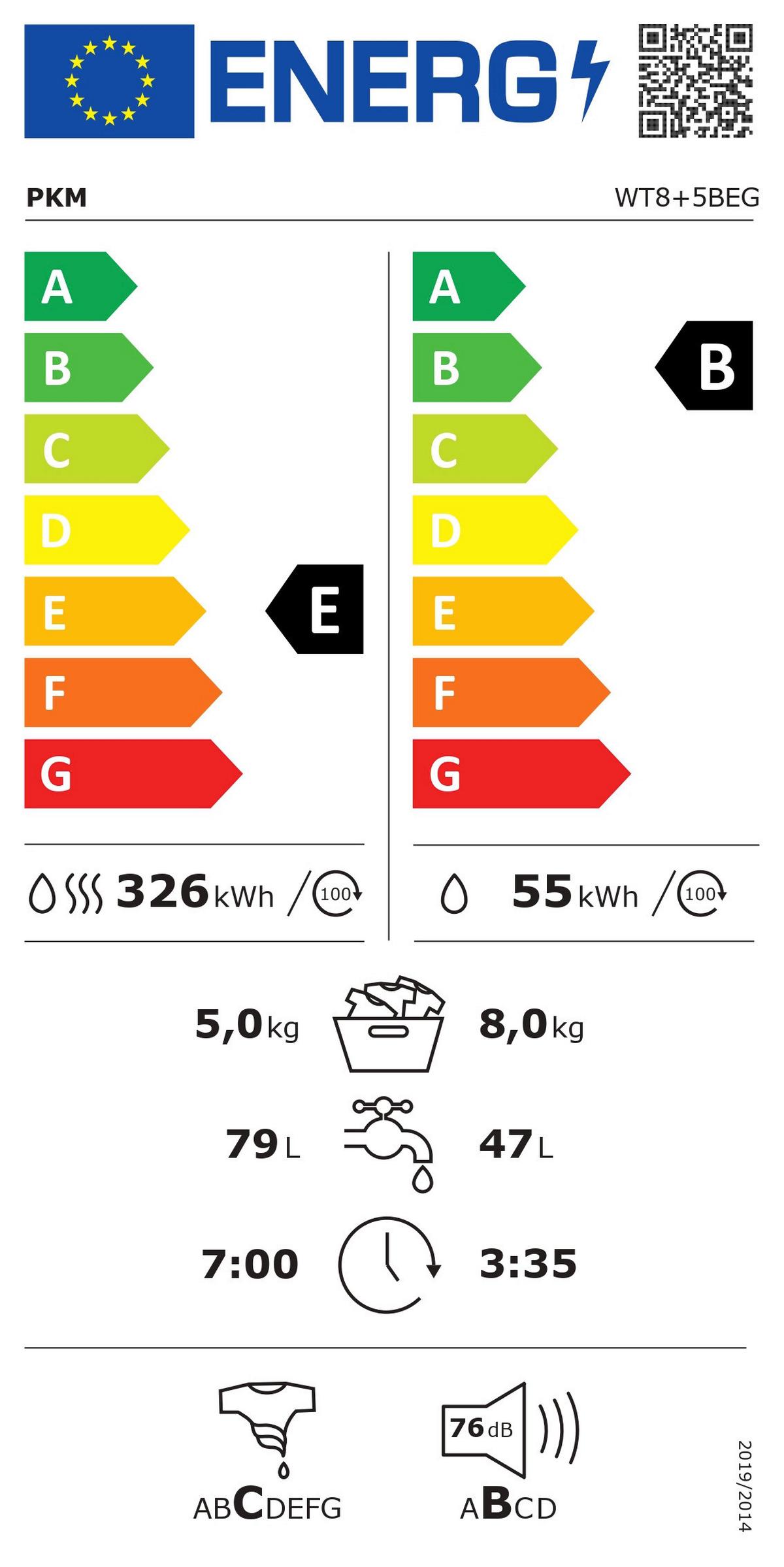 Waschtrockner WT8+5BEG Dunkelgrau - Dunkelgrau, Basics, Glas/Kunststoff (60/85/52cm) - PKM