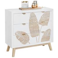 Komoda Leafs - bijela/prirodne boje, Lifestyle, drvni materijal/metal (80/76/34cm) - Premium Living