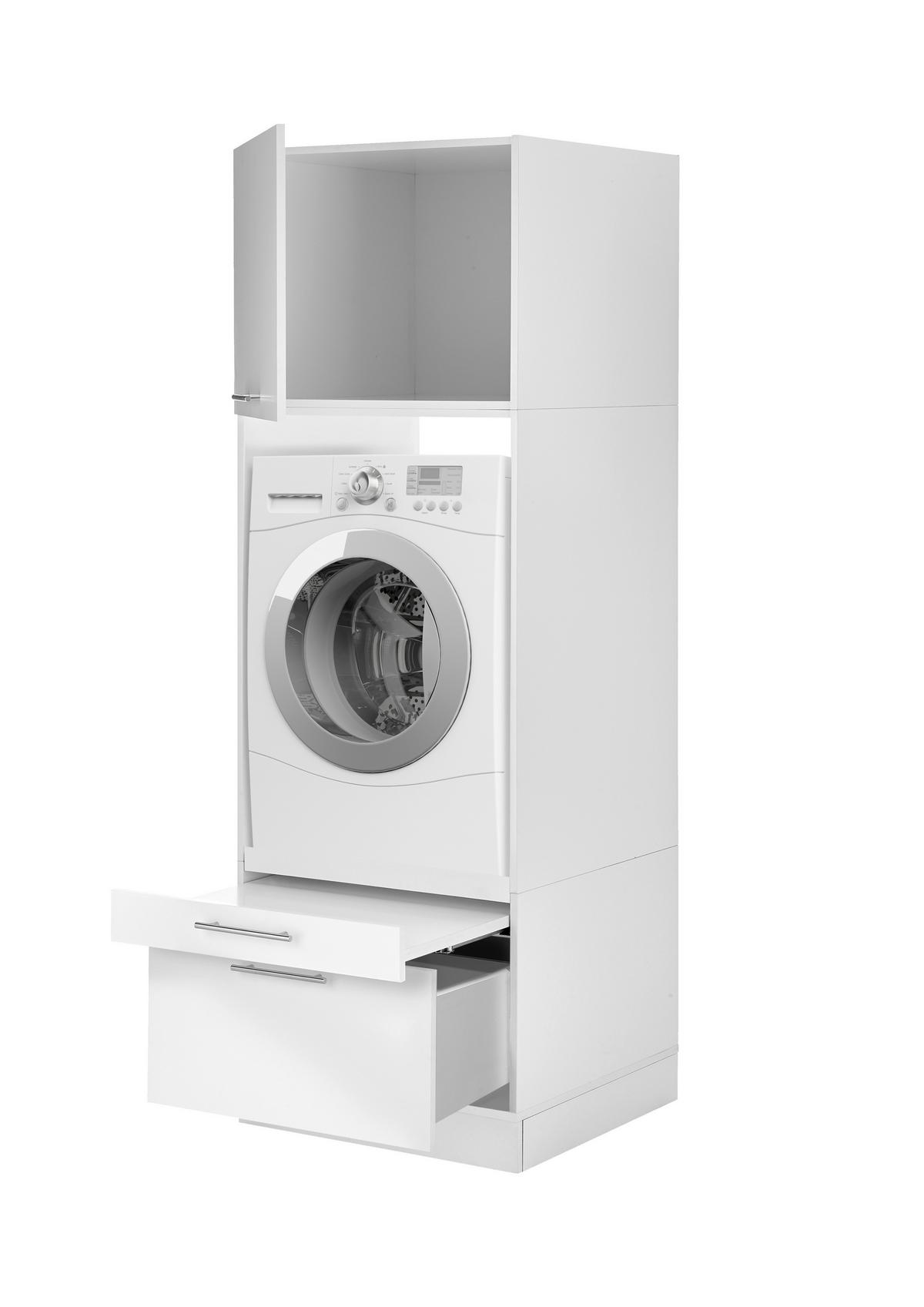 Waschmaschinenschrank Clara Weiß B: ca. 67,4 cm - Edelstahlfarben/Weiß, KONVENTIONELL, Holzwerkstoff/Metall (67,4/200/67,6cm) - Respekta