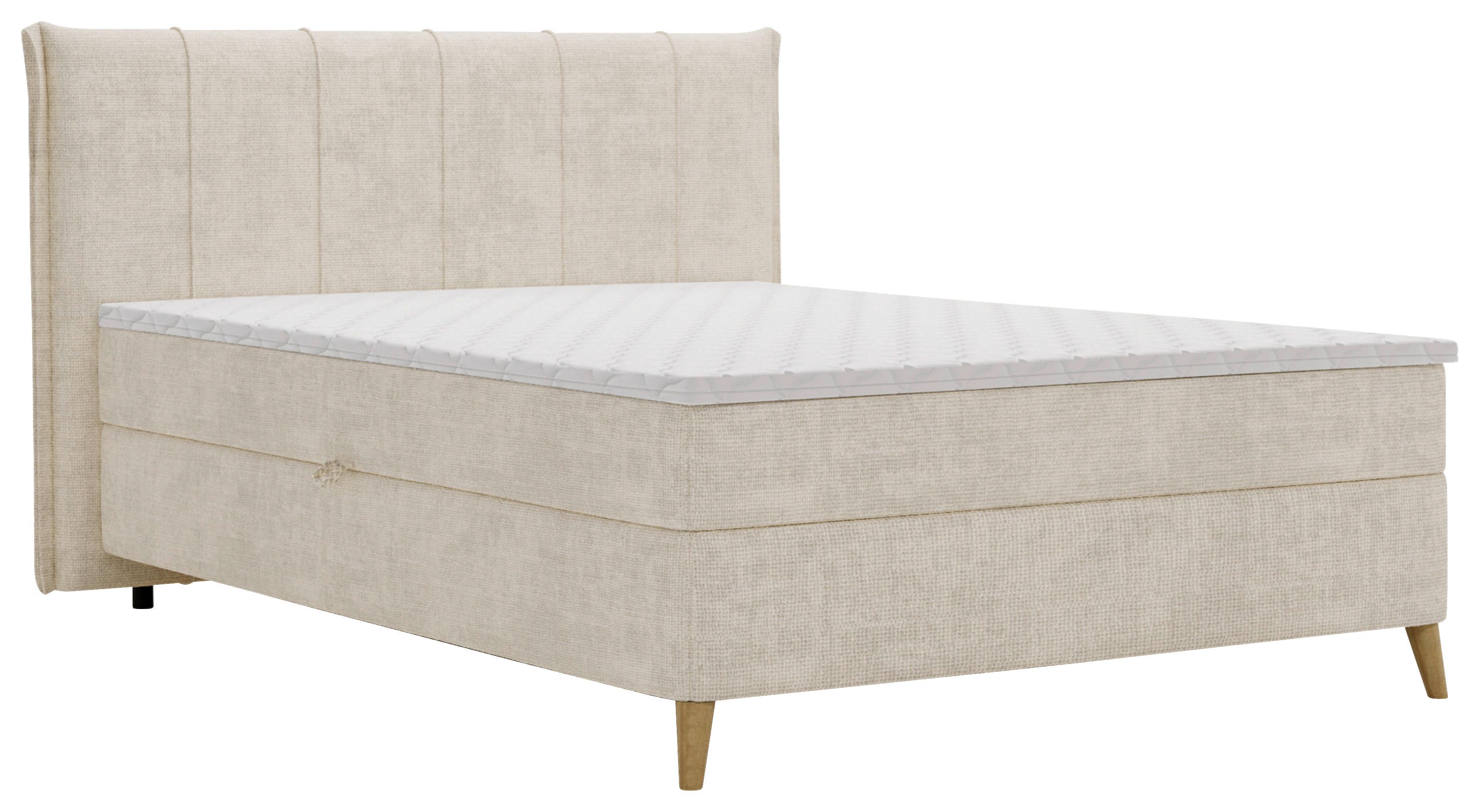 Boxbett Veloria Beige ca. 140x200cm - Beige/Schwarz, KONVENTIONELL, Textil/Metall (140/200cm) - Based