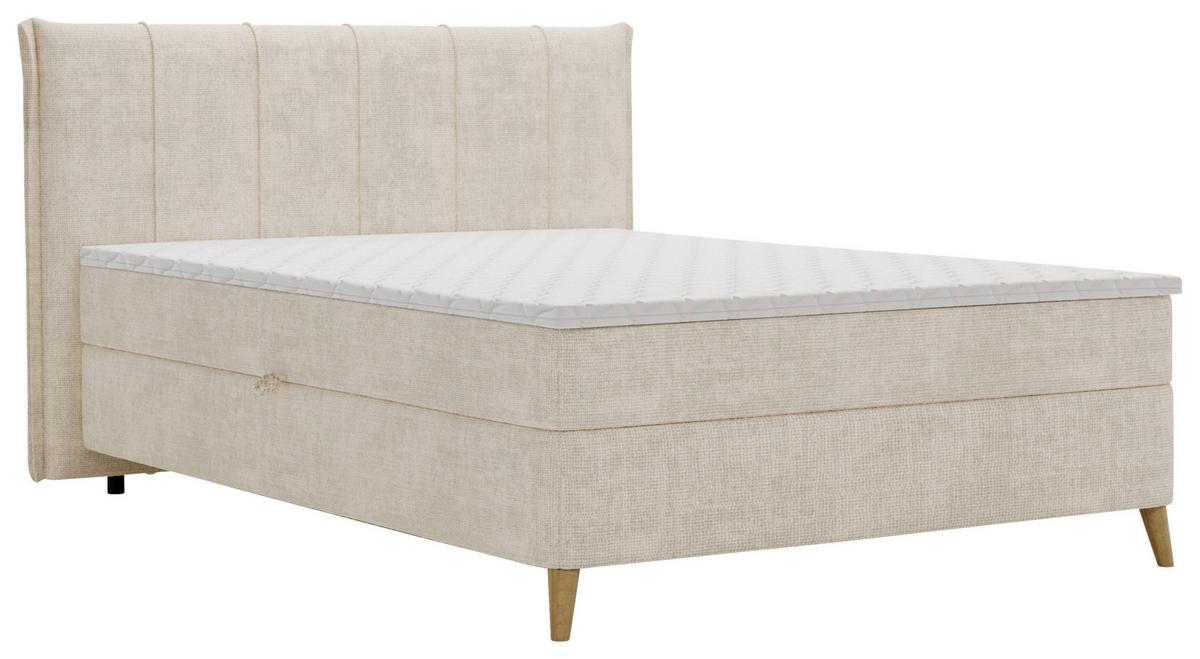 Boxbett Veloria Beige ca. 140x200cm - Beige/Schwarz, KONVENTIONELL, Textil/Metall (140/200cm) - Based