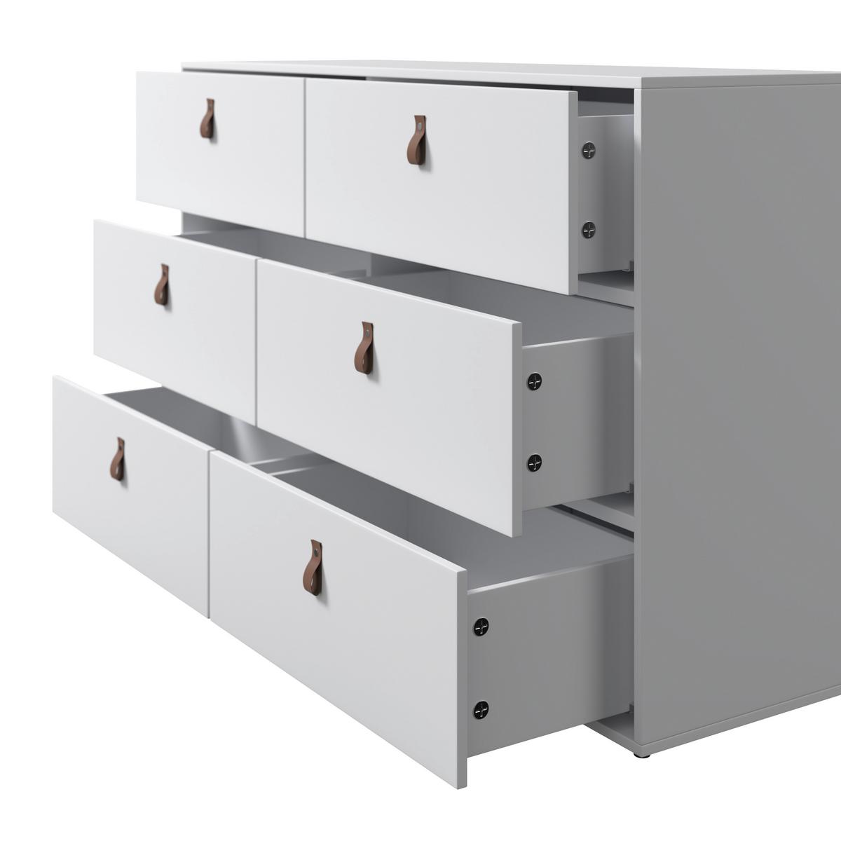 Kommode Mick Weiß MDF - Schwarz/Braun, MODERN, Kunststoff/Textil (120/75/40cm) - Bessagi Home