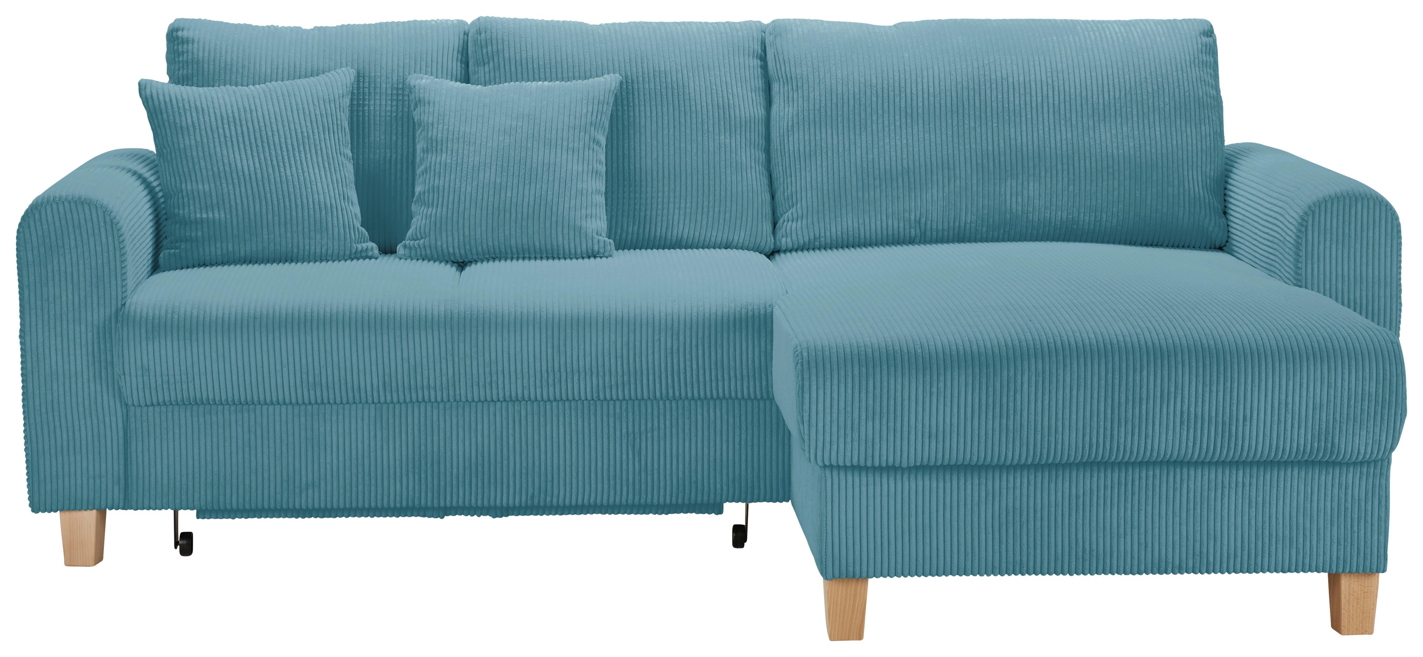 Wohnlandschaft Lille Petrol - Hellbraun/Petrol, MODERN, Holz/Textil (232/110/156cm) - Mömax