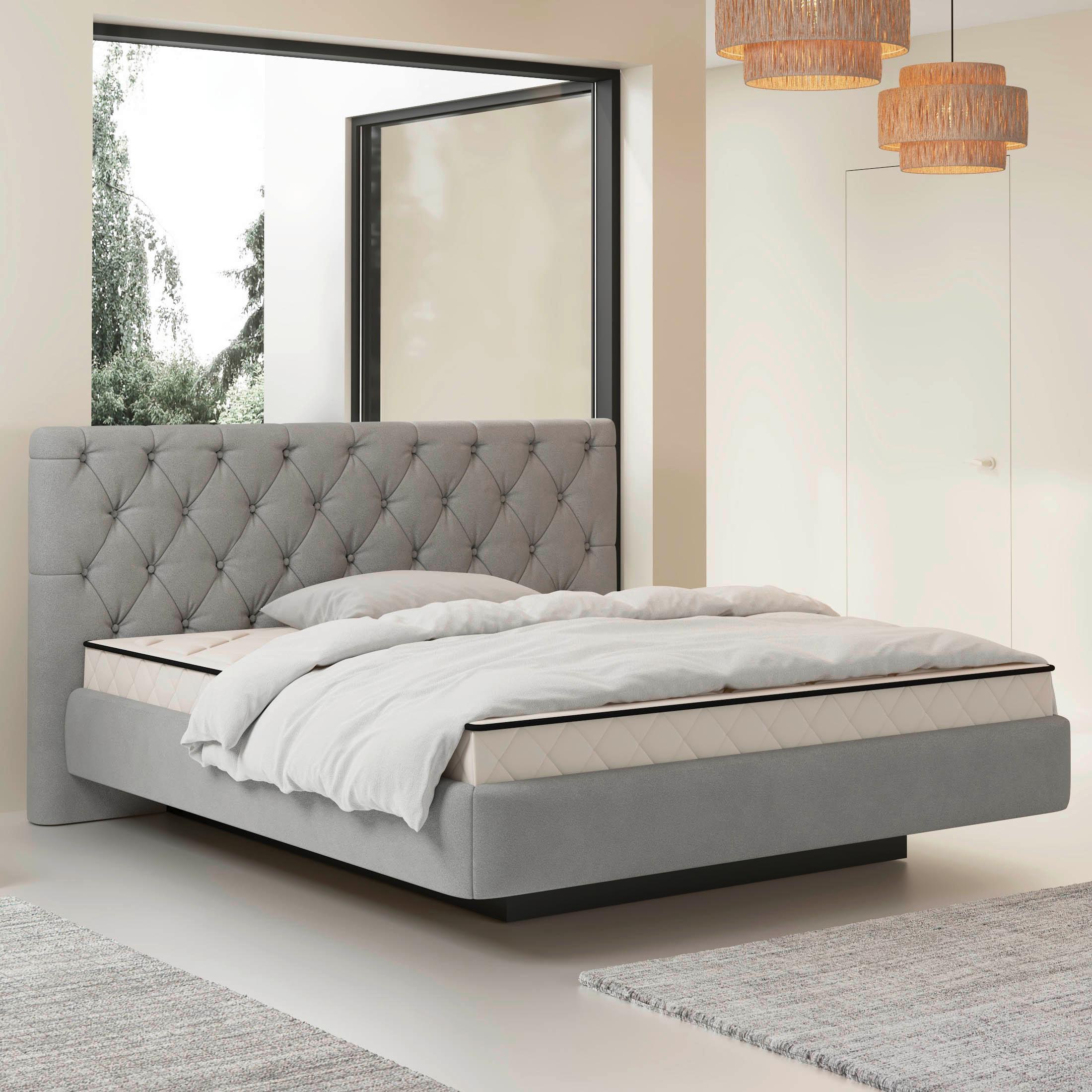 Tapecirani Krevet Pedro - siva/crna, Moderno, drvni materijal/metal (140/200cm) - Mömax