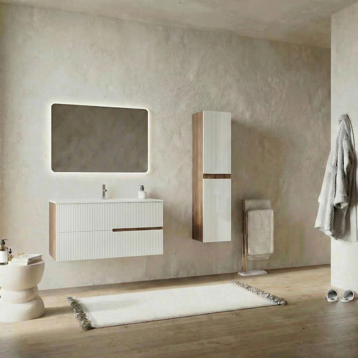 Element Ispod Umivaonika Eva - boje oraha/bijela visoki sjaj, Moderno, drvni materijal (100/51/46cm)