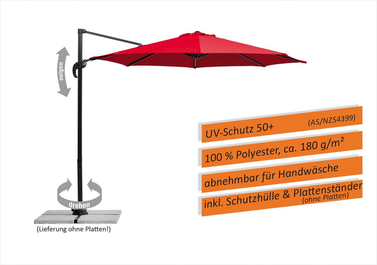 Ampelschirm Rhodos ca. 352x244 x300 cm Rot - Anthrazit/Rot, Basics, Textil/Metall (352/244/300cm) - Schneider
