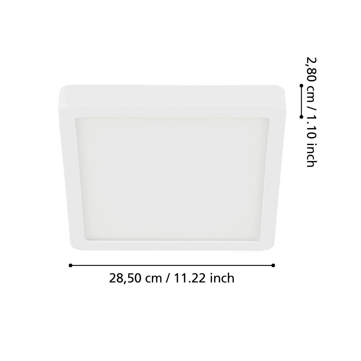 Badezimmer-Deckenleuchte Fueva Weiß max. 20,5 Watt - Weiß, KONVENTIONELL, Kunststoff/Metall (28.5/28.5/3cm) - Eglo
