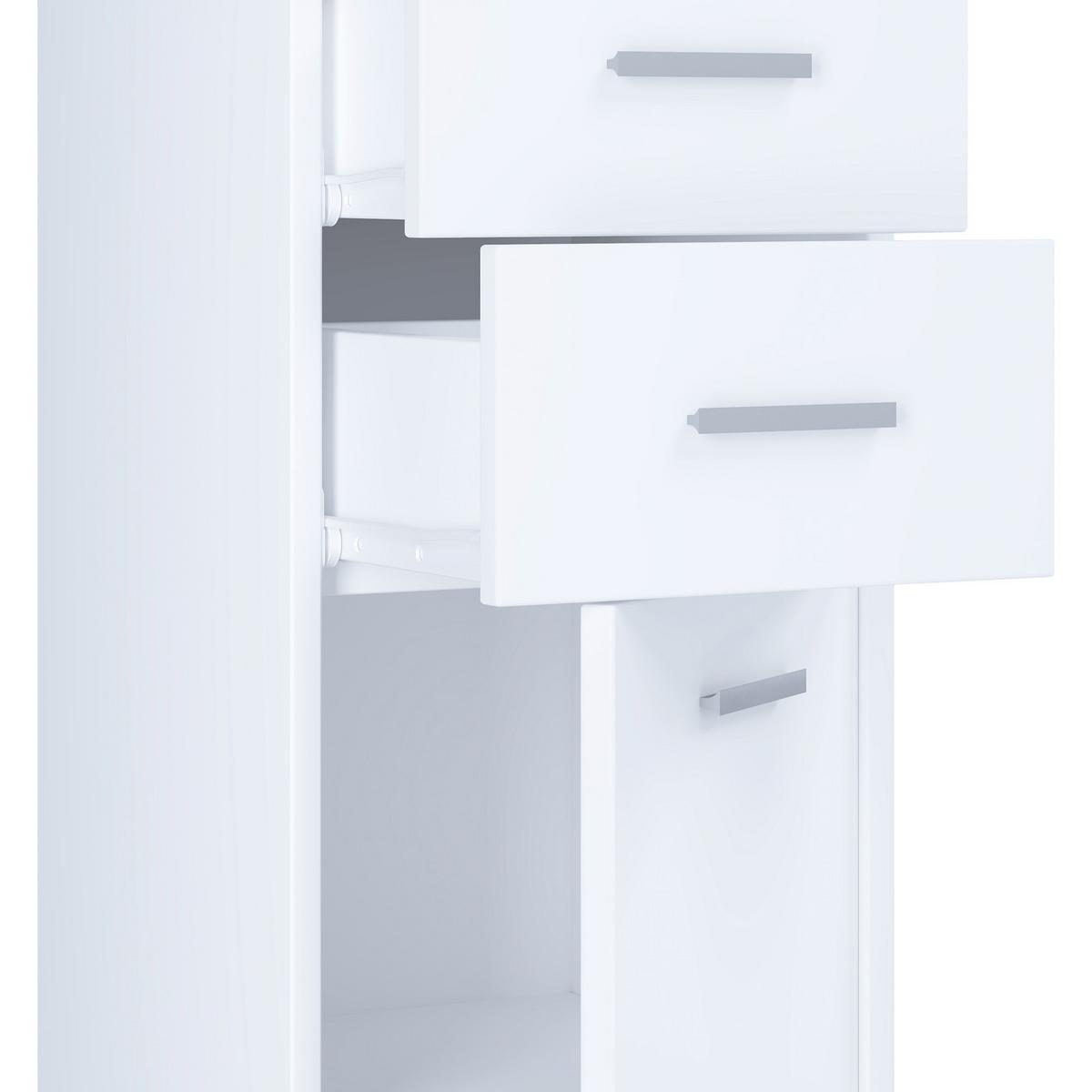 Komoda Lindas, Bela, Hrast - barve hrasta/bela, Moderno, kovina/leseni material (32/97/28cm) - MID.YOU