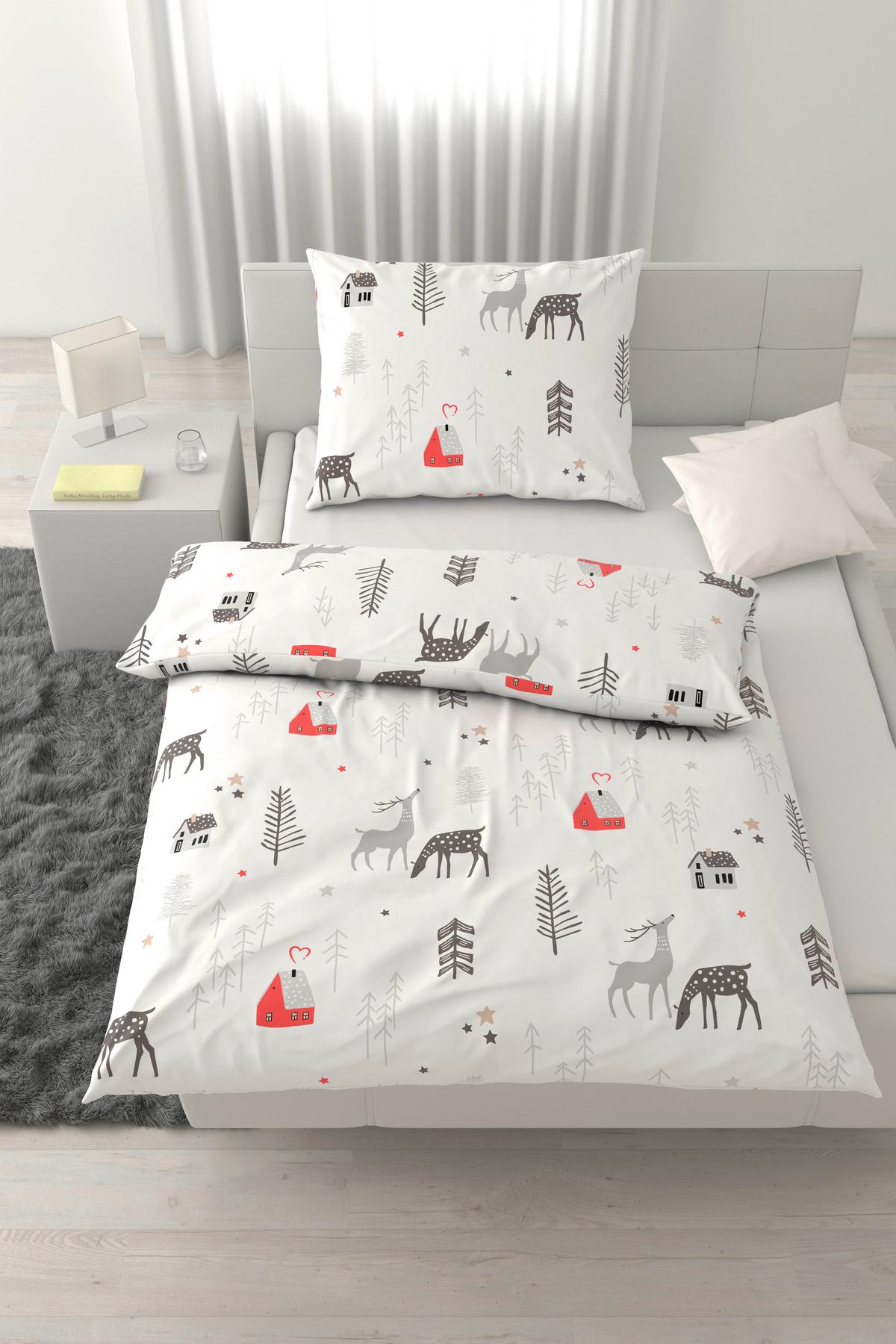 Ágyneműhuzat-garnitúra Lotte - piros/fehér, textil (140/200cm) - Mömax