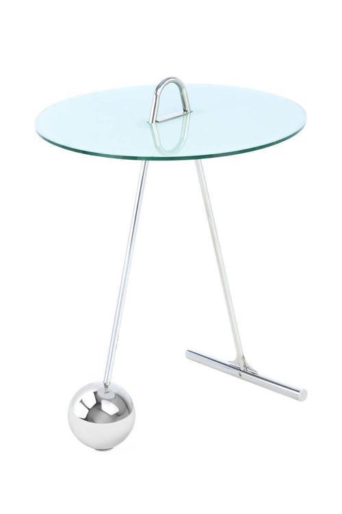 Beistelltisch Pendulum Glas Weiß/Silber ca. 46x60 cm - Silberfarben/Weiß, Basics, Glas/Metall (46/46/60cm) - Kayoom