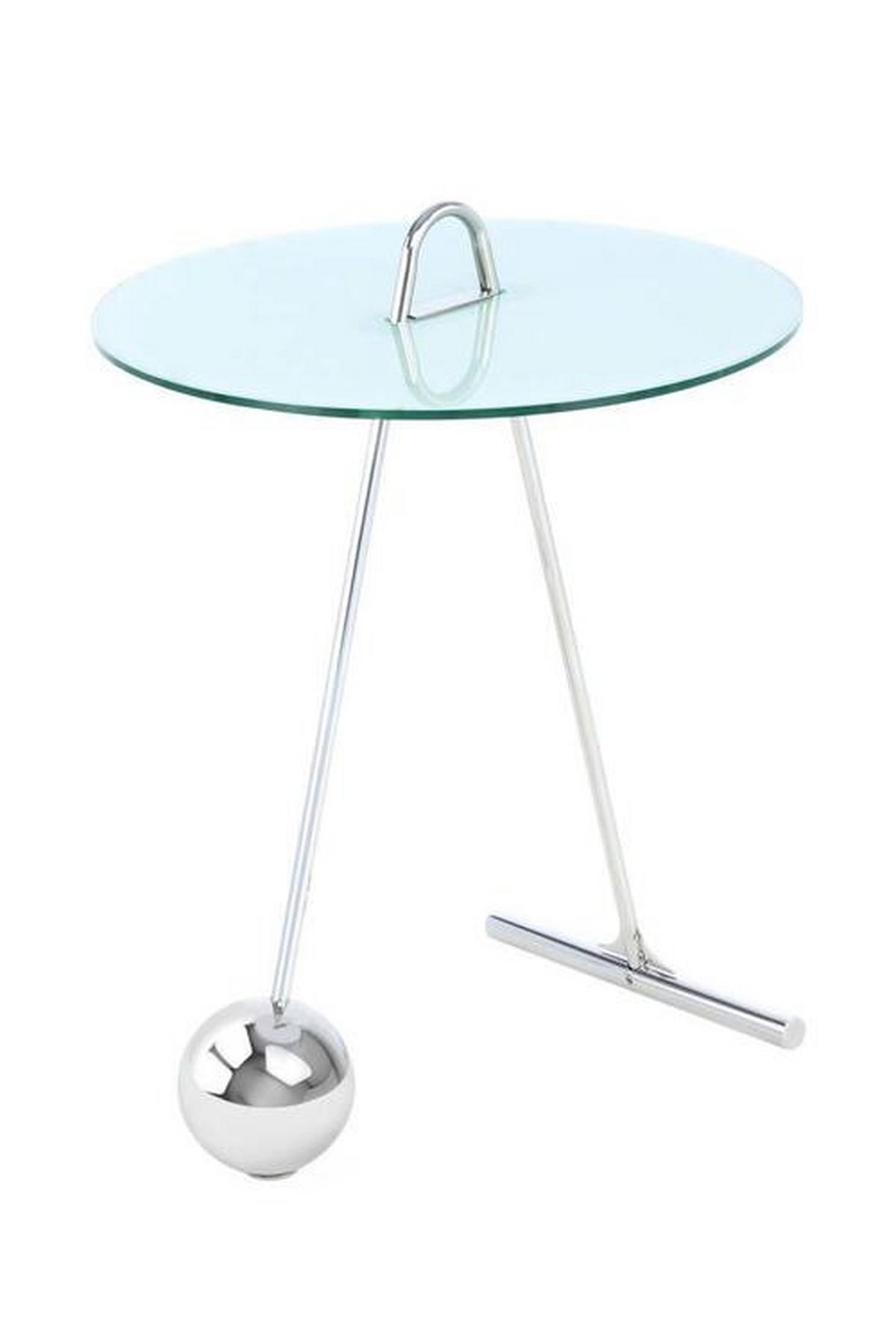 Beistelltisch Pendulum Glas Weiß/Silber ca. 46x60 cm - Silberfarben/Weiß, Basics, Glas/Metall (46/46/60cm) - Kayoom