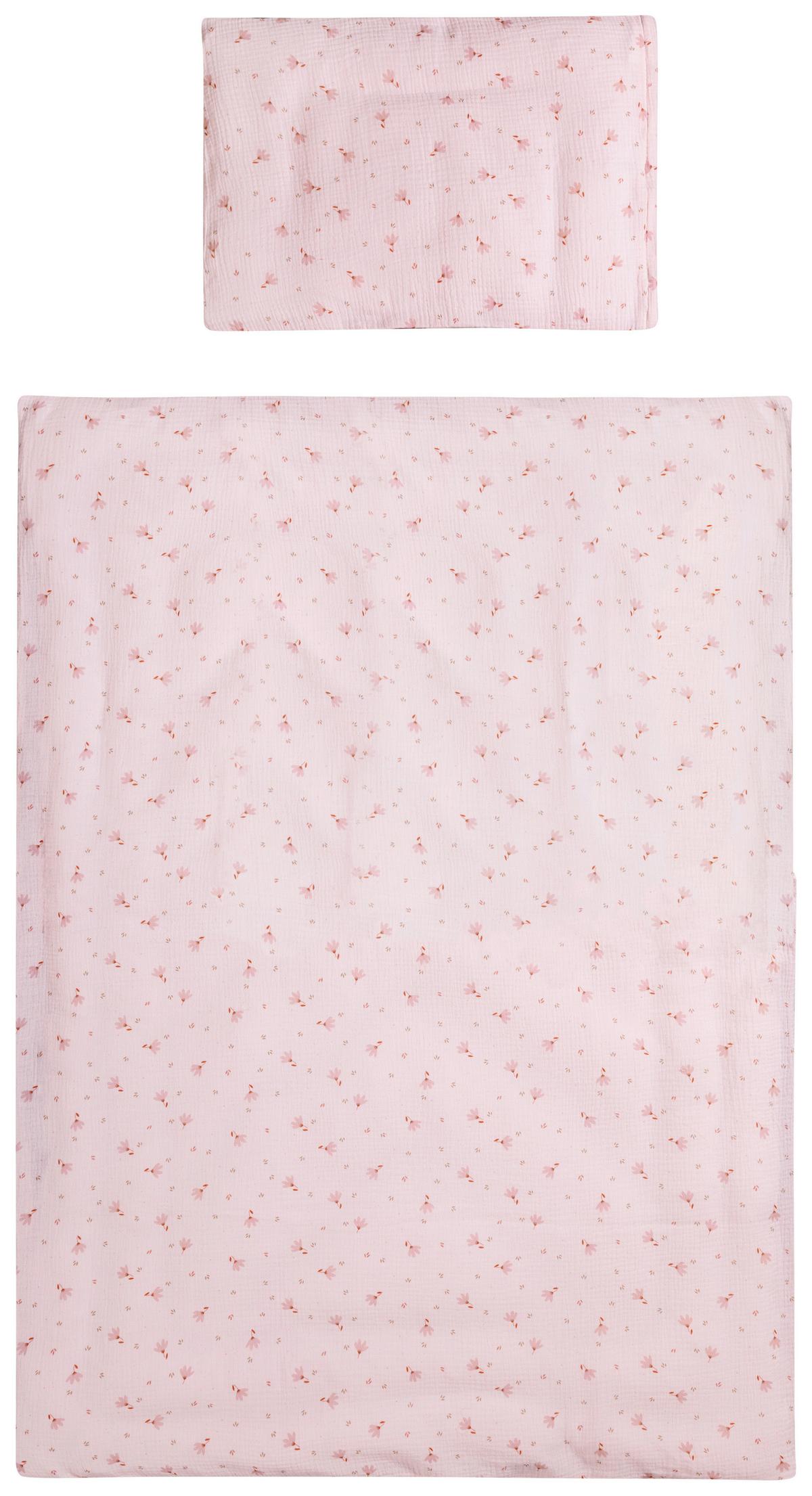 POŚCIEL NIEMOWLĘCA 150638 KWIATEK - różowy, Basics, tkanina (100/135cm) - Patinio