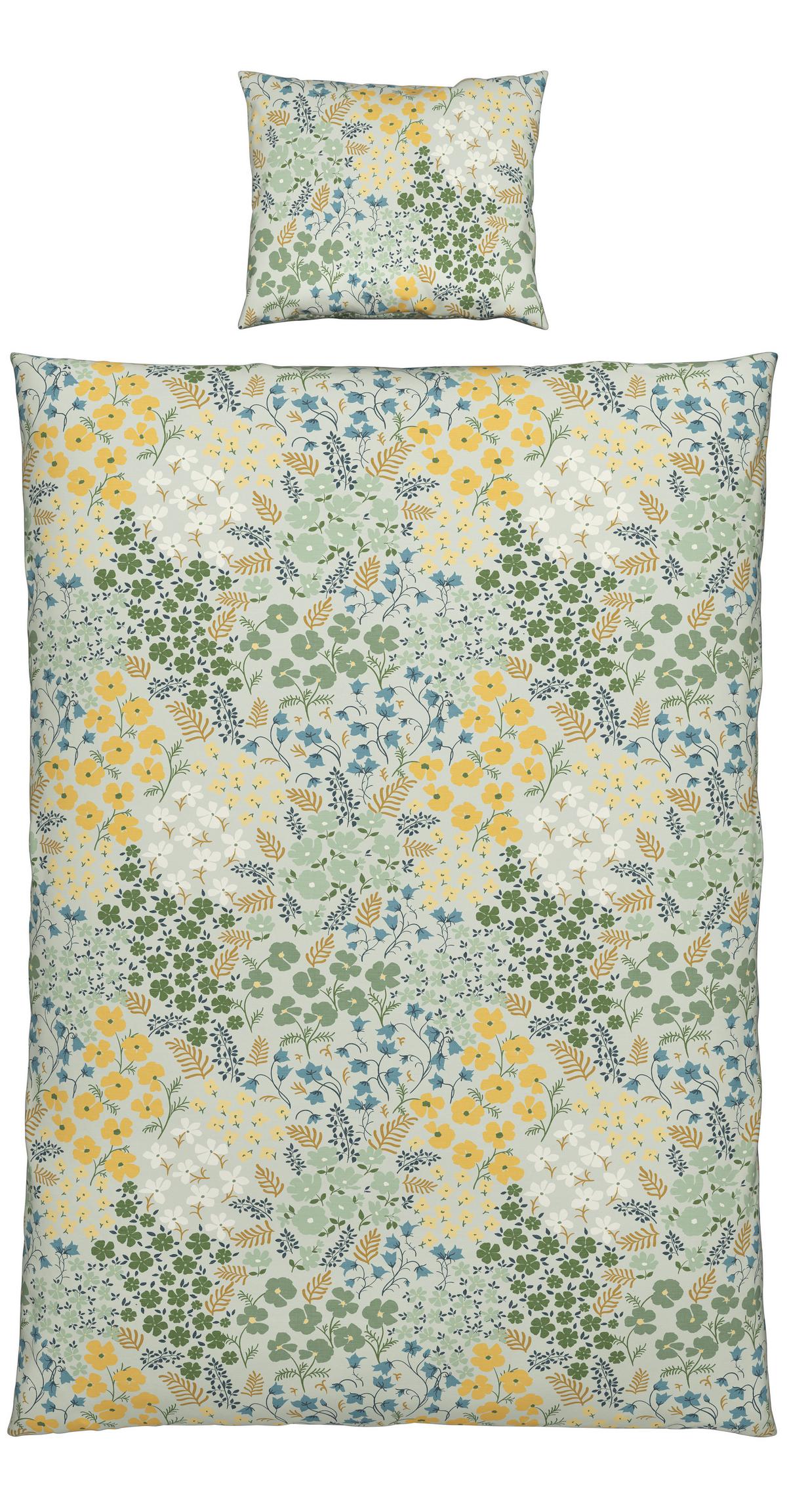 BETTWÄSCHESET FLOWER - Gelb/Grün, Natur, Textil (160/210cm) - Modern Living