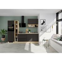 Küchenblock IKZ mit Geräten ca. 280 cm Braun - Eichefarben/Schwarz, Design, Holzwerkstoff/Metall (280cm) - Impuls