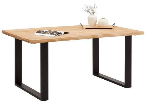Jedilna Miza Wood, Hrast, Masivno, 160x90 - črna/naravne barve, Konvencionalno, kovina/les (160/75/90cm) - James Wood