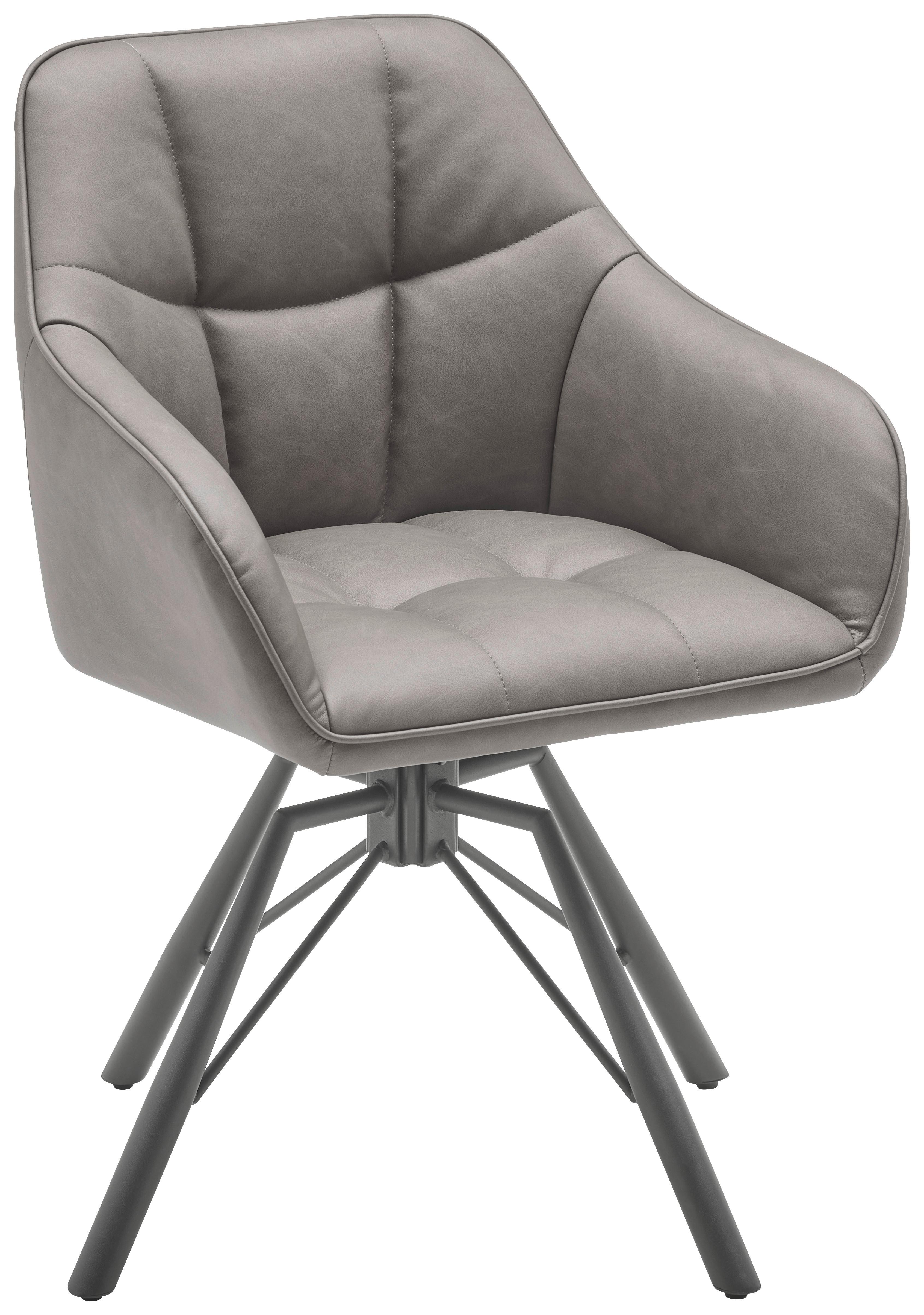 KRZESŁO Z PODŁOKIETNIKAMI ELLA - czarny/szary, Lifestyle, metal/tkanina (58.5/82.5/54.5cm) - MID.YOU