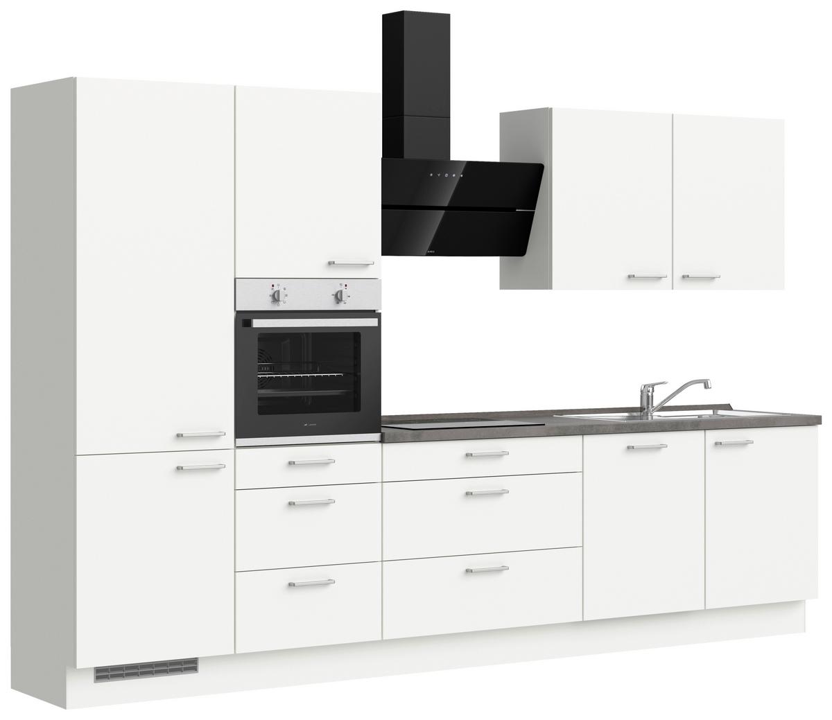 Küchenleerblock Touch High o. Geräte Weiß - Edelstahlfarben/Weiß, MODERN, Holzwerkstoff/Metall (330cm) - Nobilia