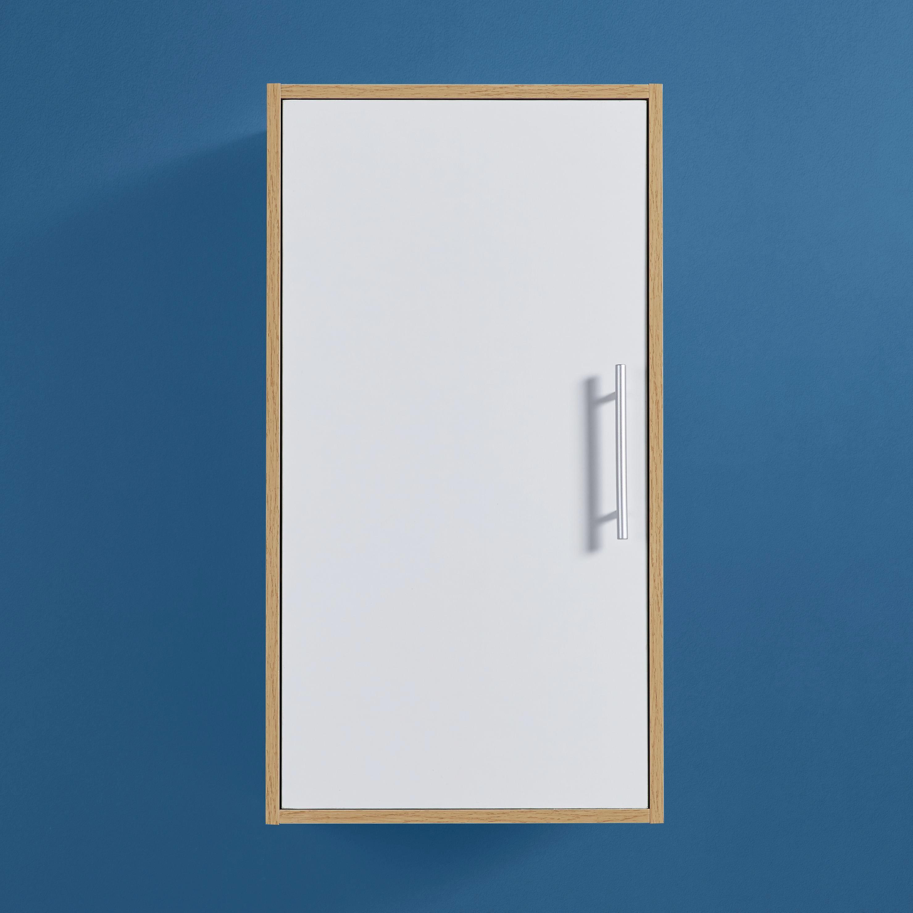 Hängeschrank in Weiß 'Lilja' - Eichefarben/Weiß, MODERN, Holz/Metall (45/80/35cm) - Bessagi Home