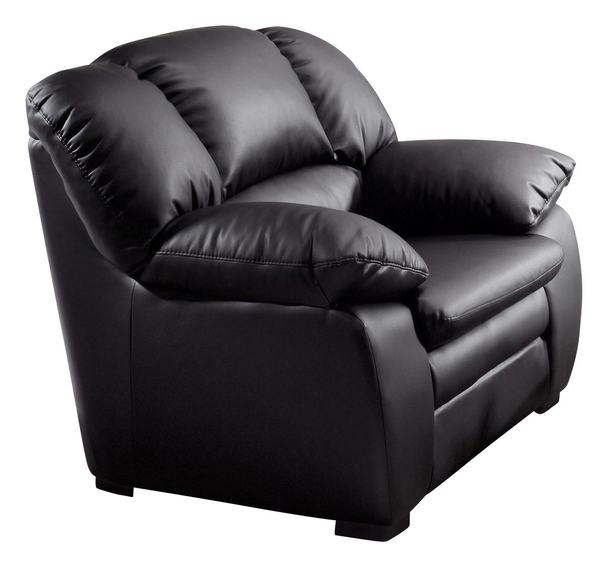 Sessel Casino I Schwarz Lederlook - Schwarz, KONVENTIONELL, Kunststoff/Textil (109/88/92cm) - MID.YOU