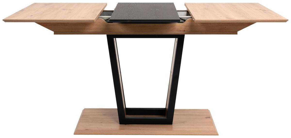 Raztegljiva Miza Soria, Barva Hrasta, Črna, 160-200x90 - črna/hrast artisan, Moderno, kovina/leseni material (160-200/90/76cm) - P & B