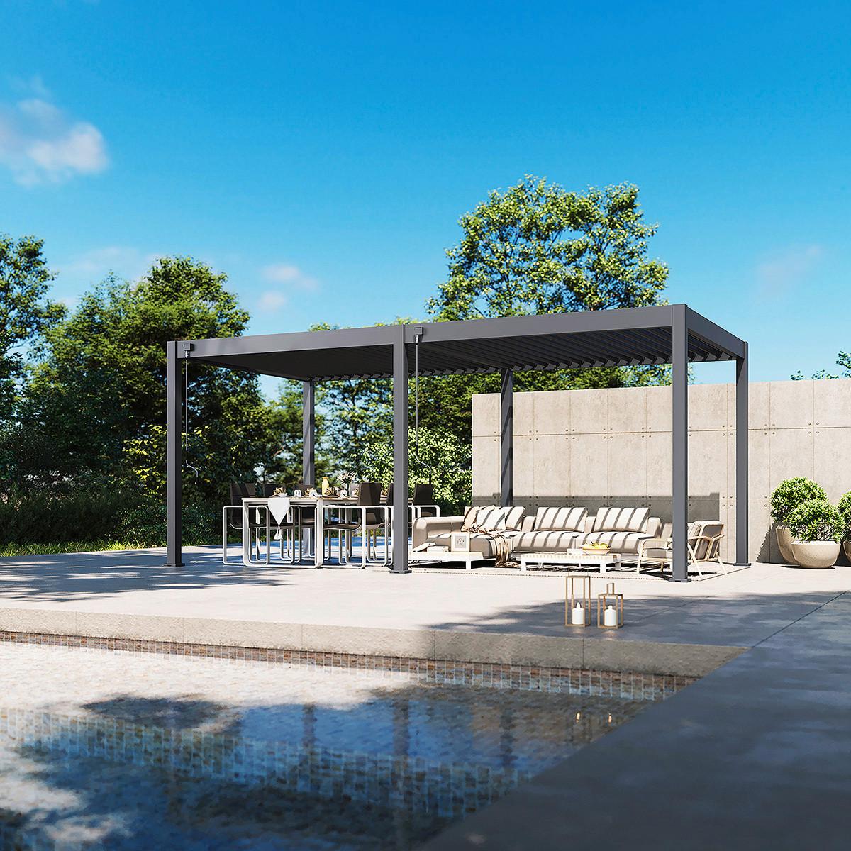 Pergola Trumpf, Antracit, 3x6m - barve grafita, Basics, kovina (300/255/600cm) - Gardenson