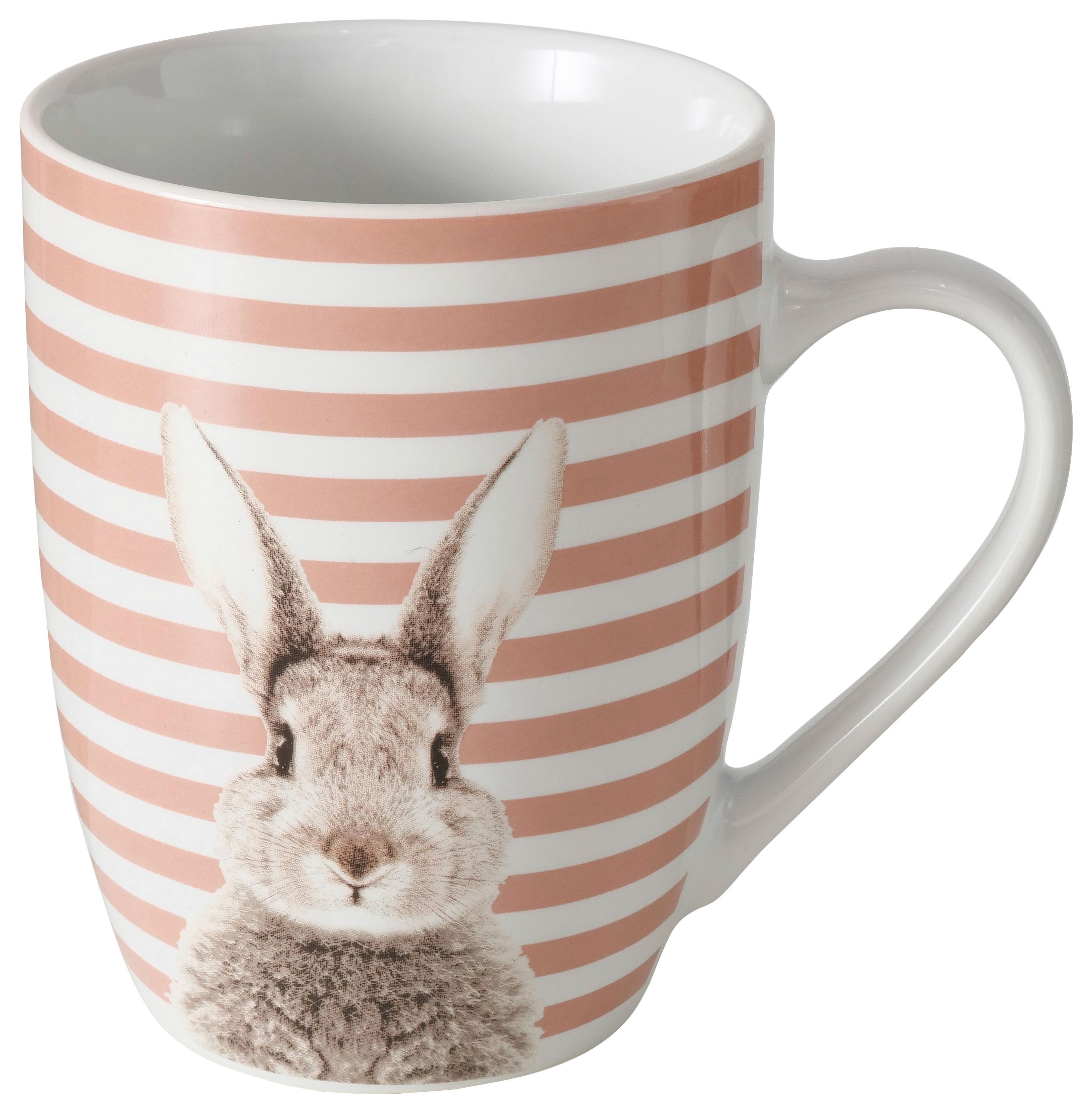 Bögre Fluffy - rózsaszín/fehér, Basics, kerámia (10/12/8cm) - Modern Living