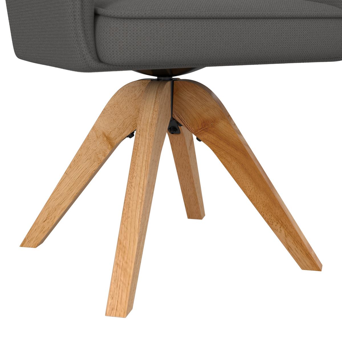Armlehnstuhl Lorelei Grau Webstoff Drehbar Gepolstert - Naturfarben/Grau, MODERN, Holz/Textil (58/87/63cm) - Bessagi Home