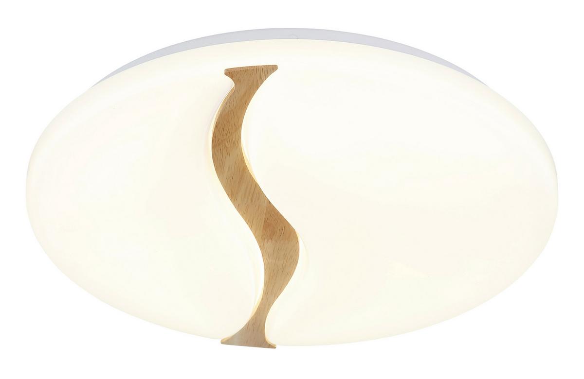 LED-DECKENLEUCHTE 41790-18 LETICIA - Weiss/Braun, Basics, Holz/Kunststoff (33/7cm) - Globo