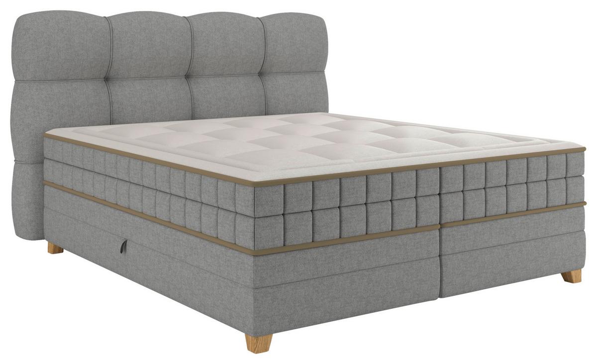 Boxspringbett Bianco Anthrazit ca. 180x200cm - Grau, KONVENTIONELL, Holz/Holzwerkstoff (180/200cm) - Premium Living
