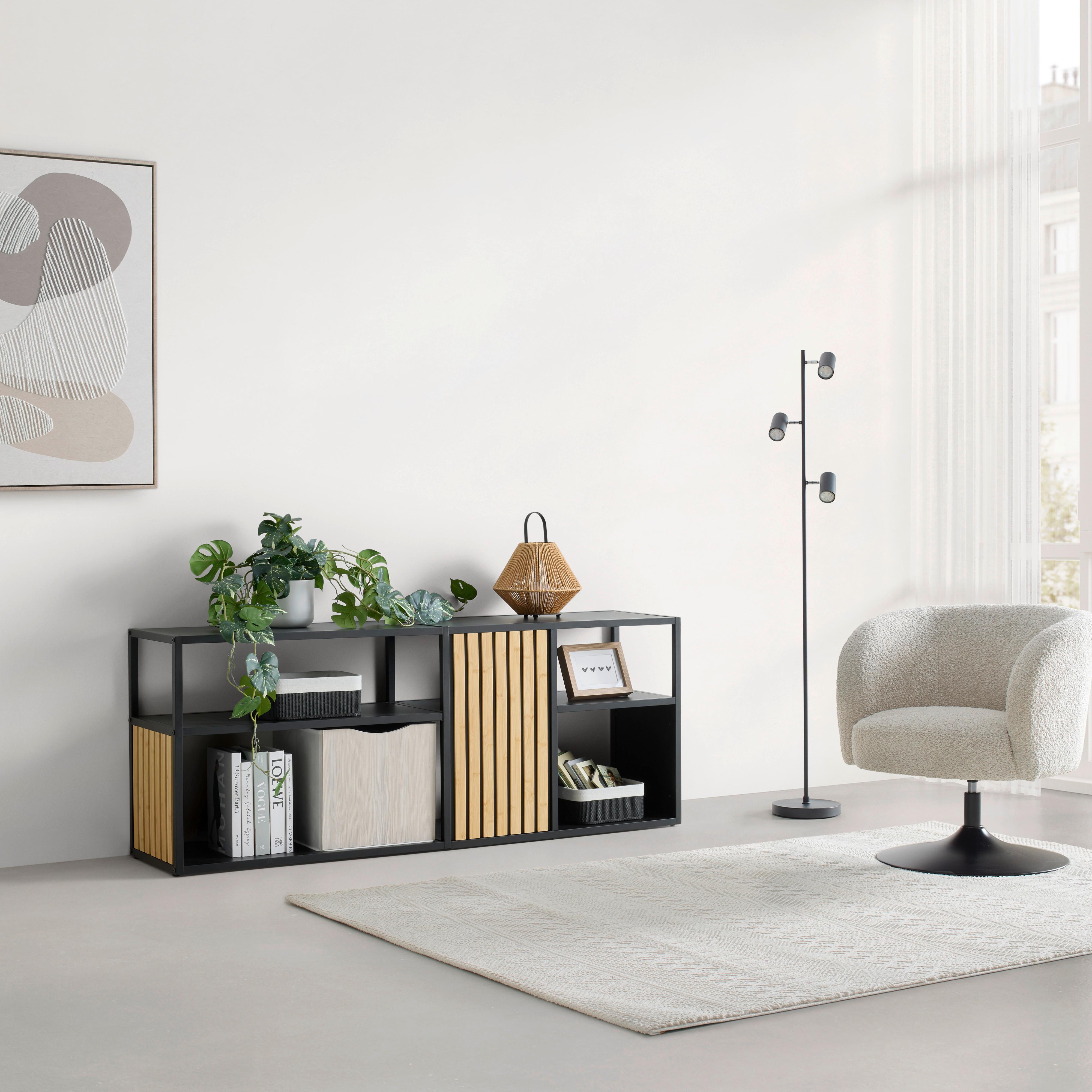 TV-BÄNK PANELO -EXKLUSIV- - svart/naturfärgad, Modern, metall/trämaterial (150/60/35cm) - Mömax