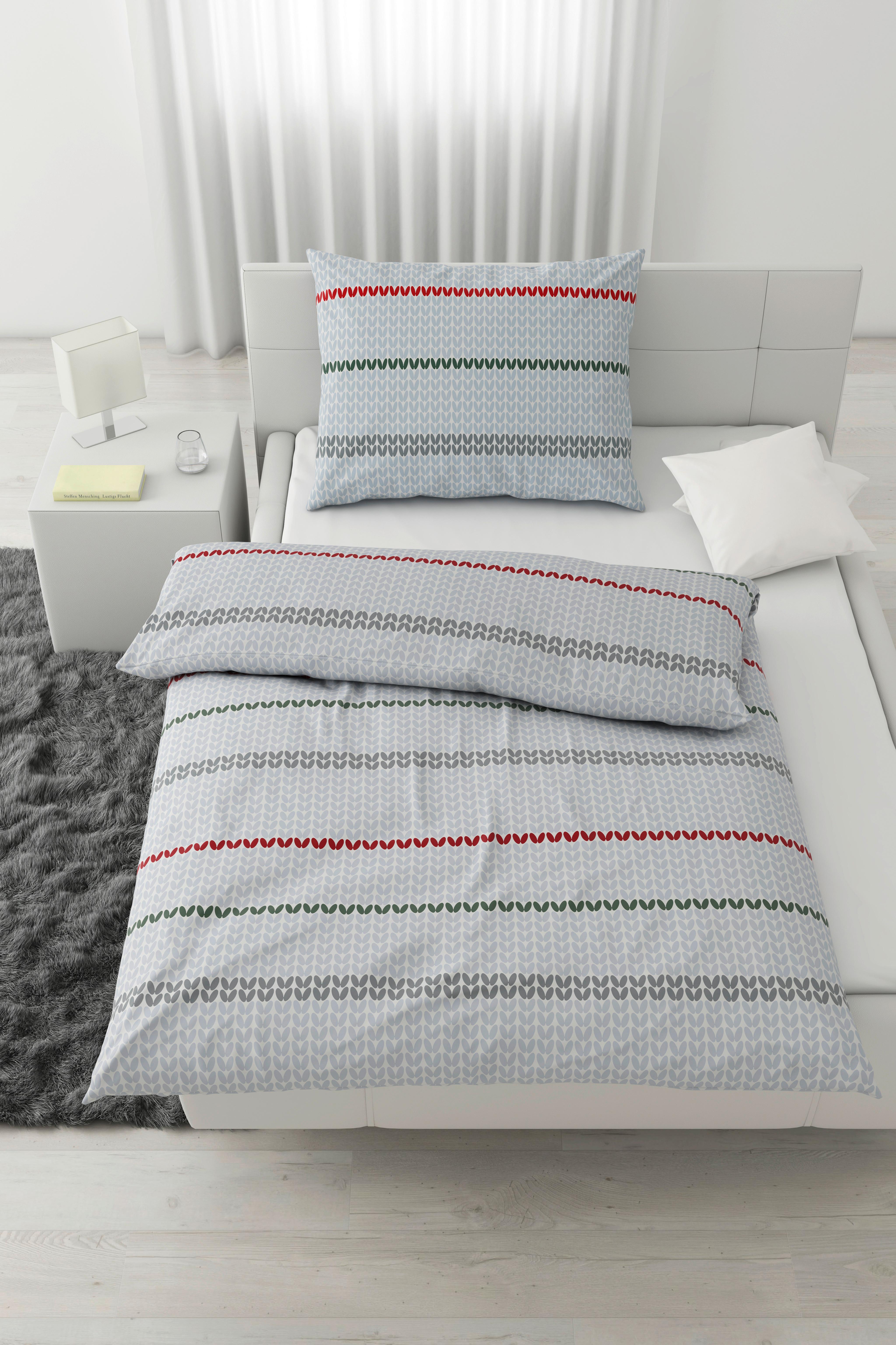 Bettwäsche Strick ca. 160x210cm - Weiss/Rot, Modern, Textil (160/210cm) - Modern Living