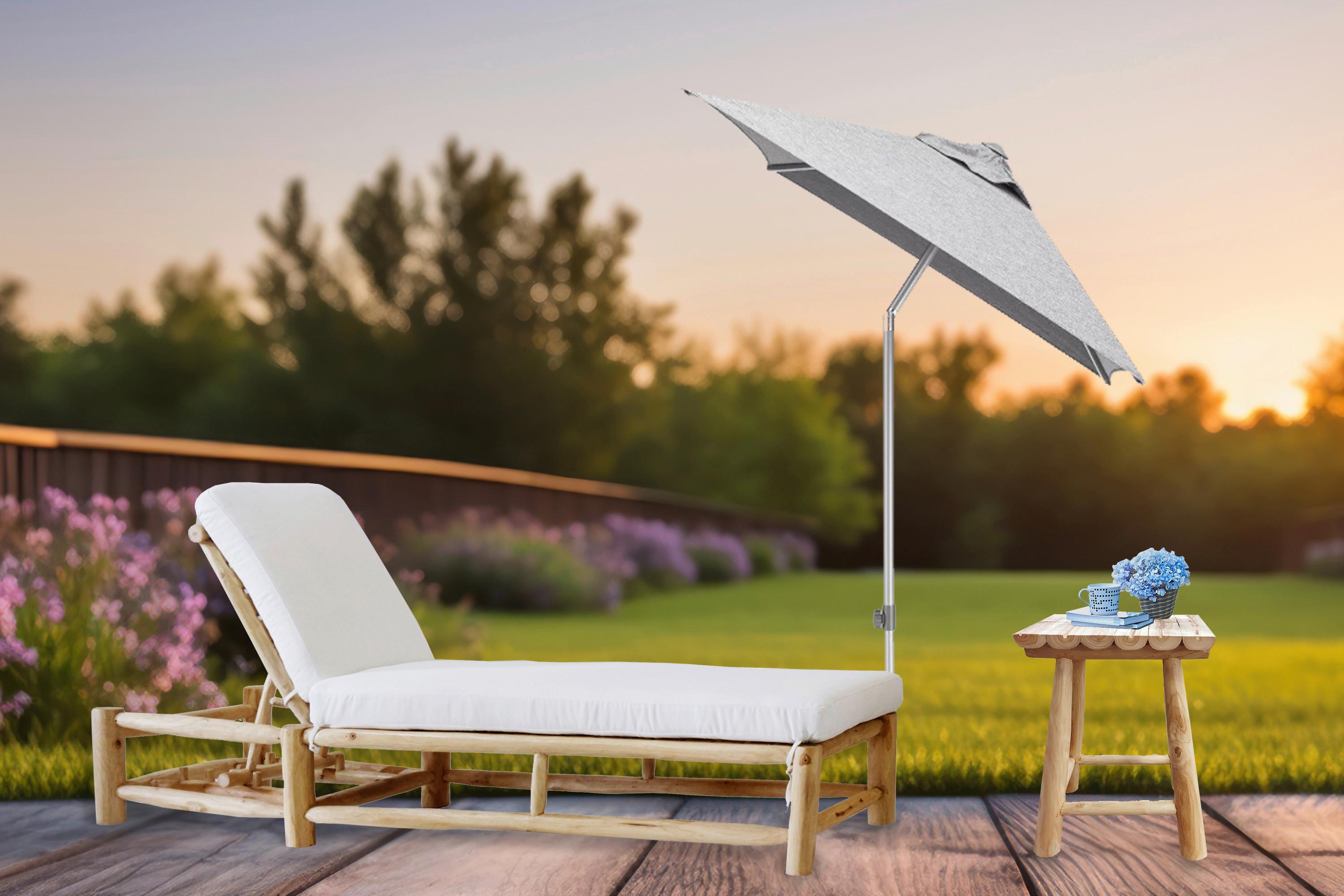 Gartenliege Naturfarben - Weiß/Naturfarben, Design, Holz/Textil (200/44/80cm) - Gardenson