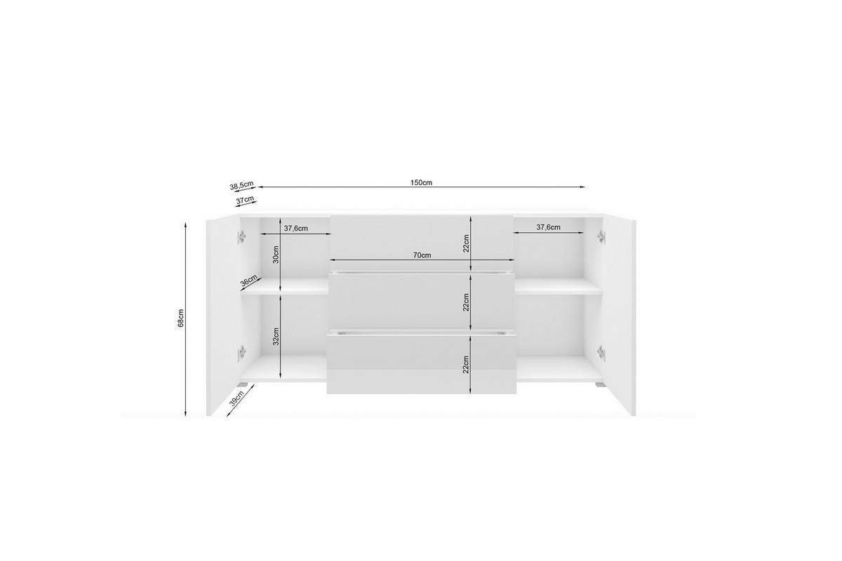 Sideboard 150cm Berlin 150 Kaschmir/Eichefarben - Kaschmir/Eichefarben, Design, Holzwerkstoff/Kunststoff (150/68/38,5cm) - P & B