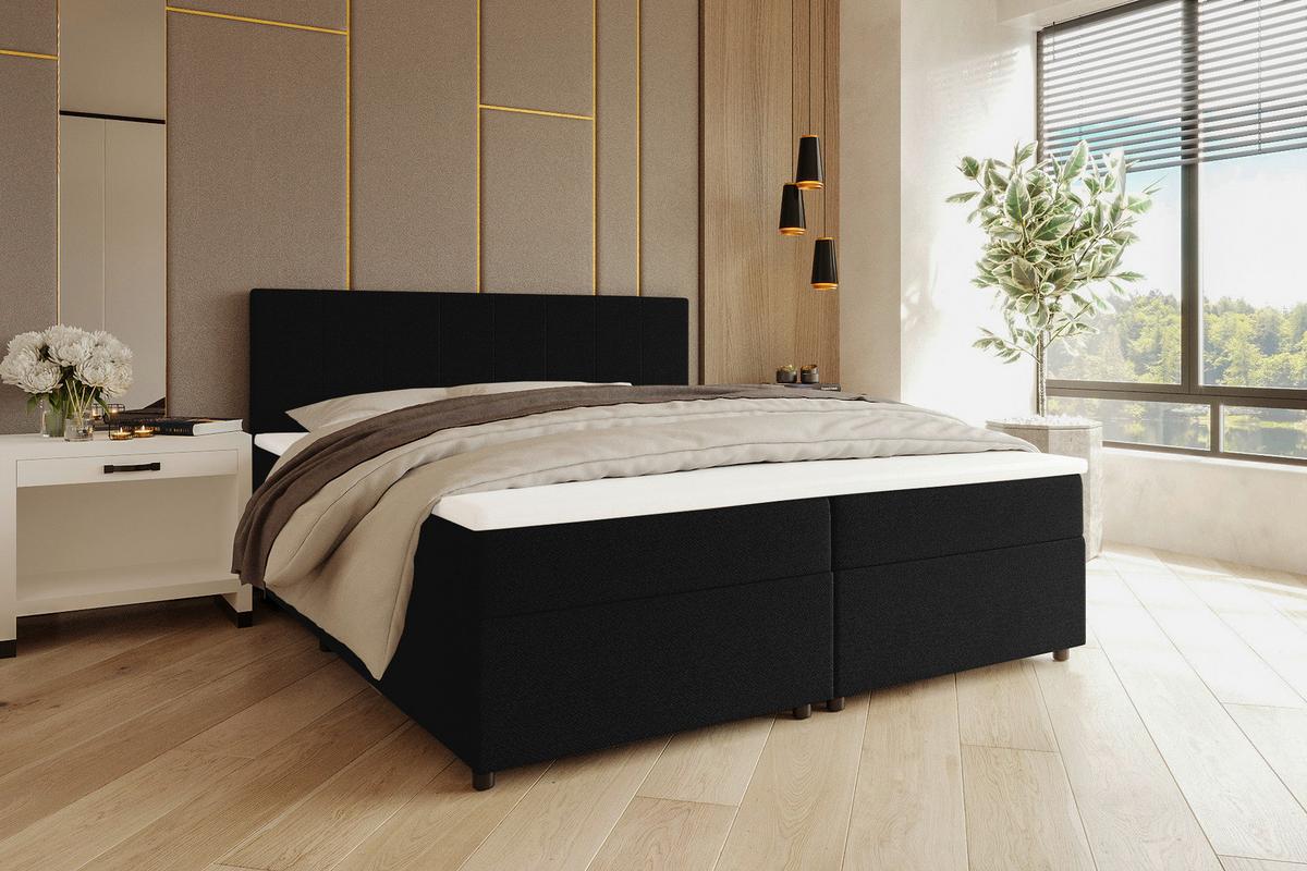 Boxbett Odin Schwarz ca. 140x200cm - Schwarz, KONVENTIONELL, Kunststoff/Textil (140/200cm) - Based