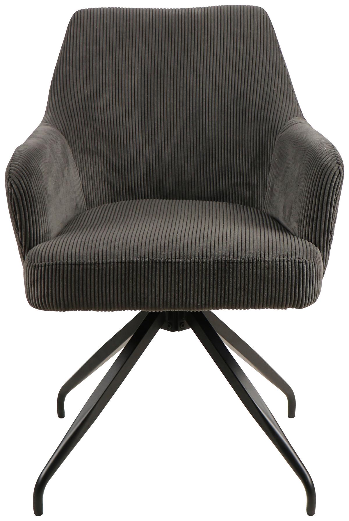 KRZESŁO Z PODŁOKIETNIKAMI JEANETTE - czarny/szary, Modern, metal/drewno (57/86/65cm) - MID.YOU