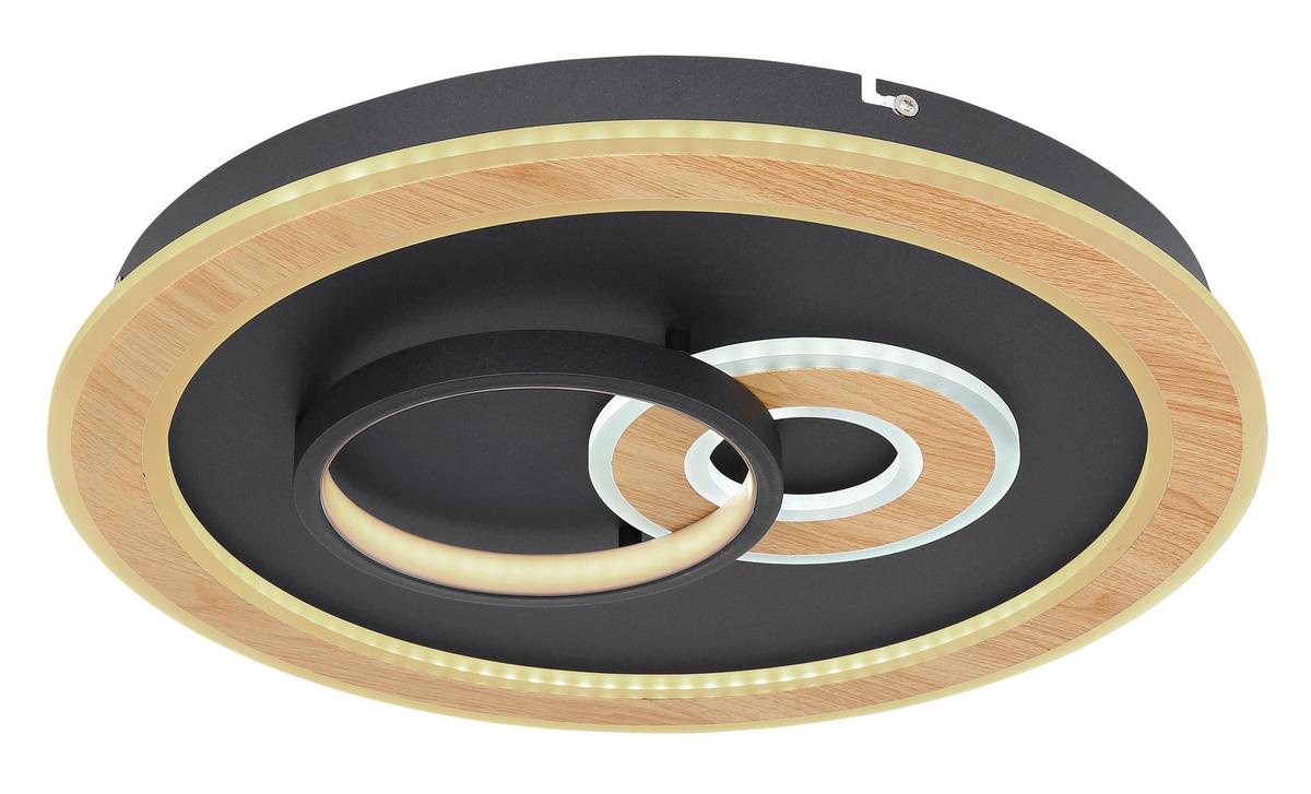 LED-Deckenleuchte Chessy in Opal/Schwarz max. 50 Watt - Opal/Schwarz, Design, Kunststoff/Metall (50/7cm) - Globo