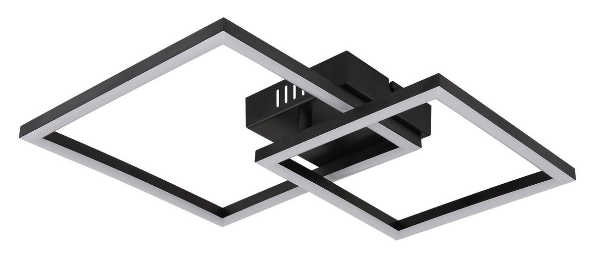 LED-Deckenleuchte Tyler Opal/Schwarz max. 20 Watt - Opal/Schwarz, Design, Kunststoff (48,8/35,3/6,4cm) - Globo