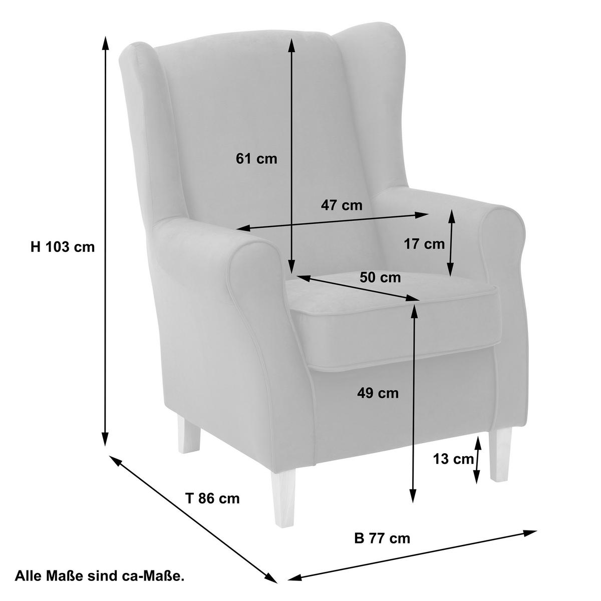 Ohrensessel ''Lorris'', Hellbraun - Hellbraun/Eichefarben, KONVENTIONELL, Holz/Textil (77/103/86cm) - Max Winzer