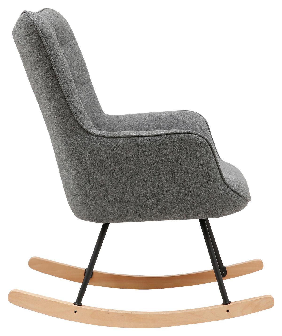 Schaukelsessel Richie Grau, Webstoff - Buchefarben/Schwarz, MODERN, Holz/Textil (72/92/92cm) - MID.YOU