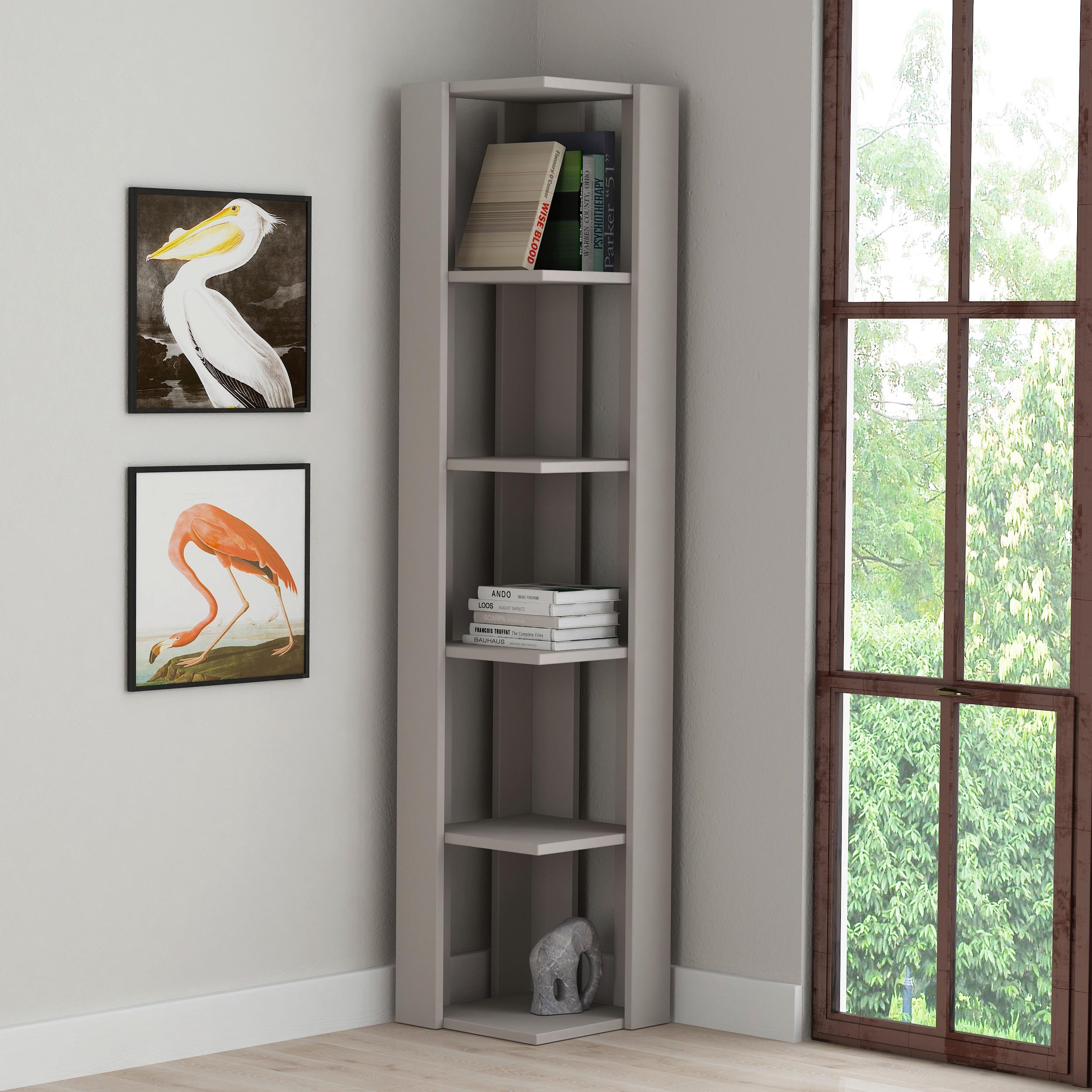 Eckregal NATI Beige ca. 34x161x34 cm - Beige, Design, Holzwerkstoff (34/161/34cm) - Livetastic