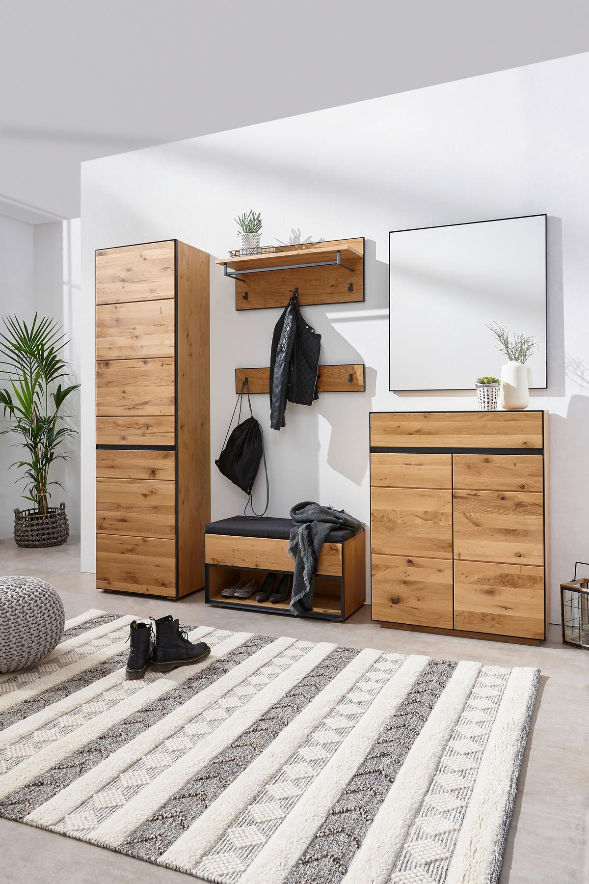 PANEL DO PRZEDPOKOJU KELIO - kolor dębowy/antracytowy, Natur, materiał drewnopochodny/metal (85/30/28cm) - Linea Natura