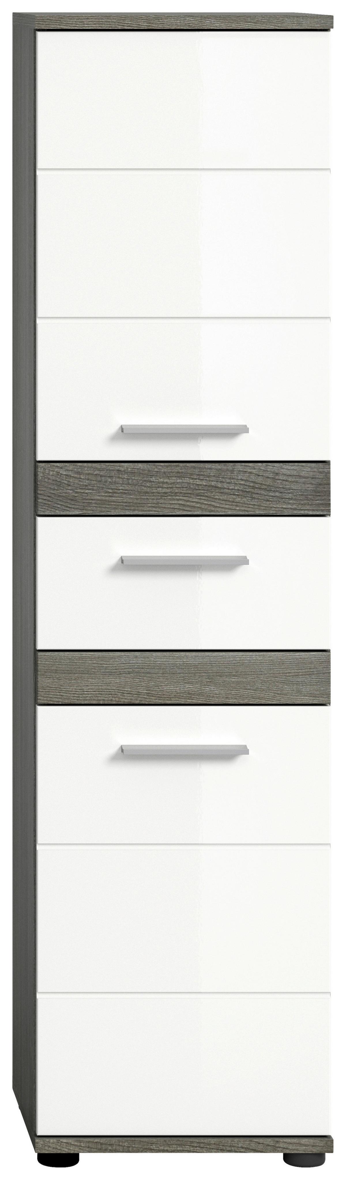 Midischrank Blake ca. 35x137 cm Rauchsilber/Weiß - Weiß Hochglanz, MODERN, Holzwerkstoff/Kunststoff (35/137/31cm) - MID.YOU