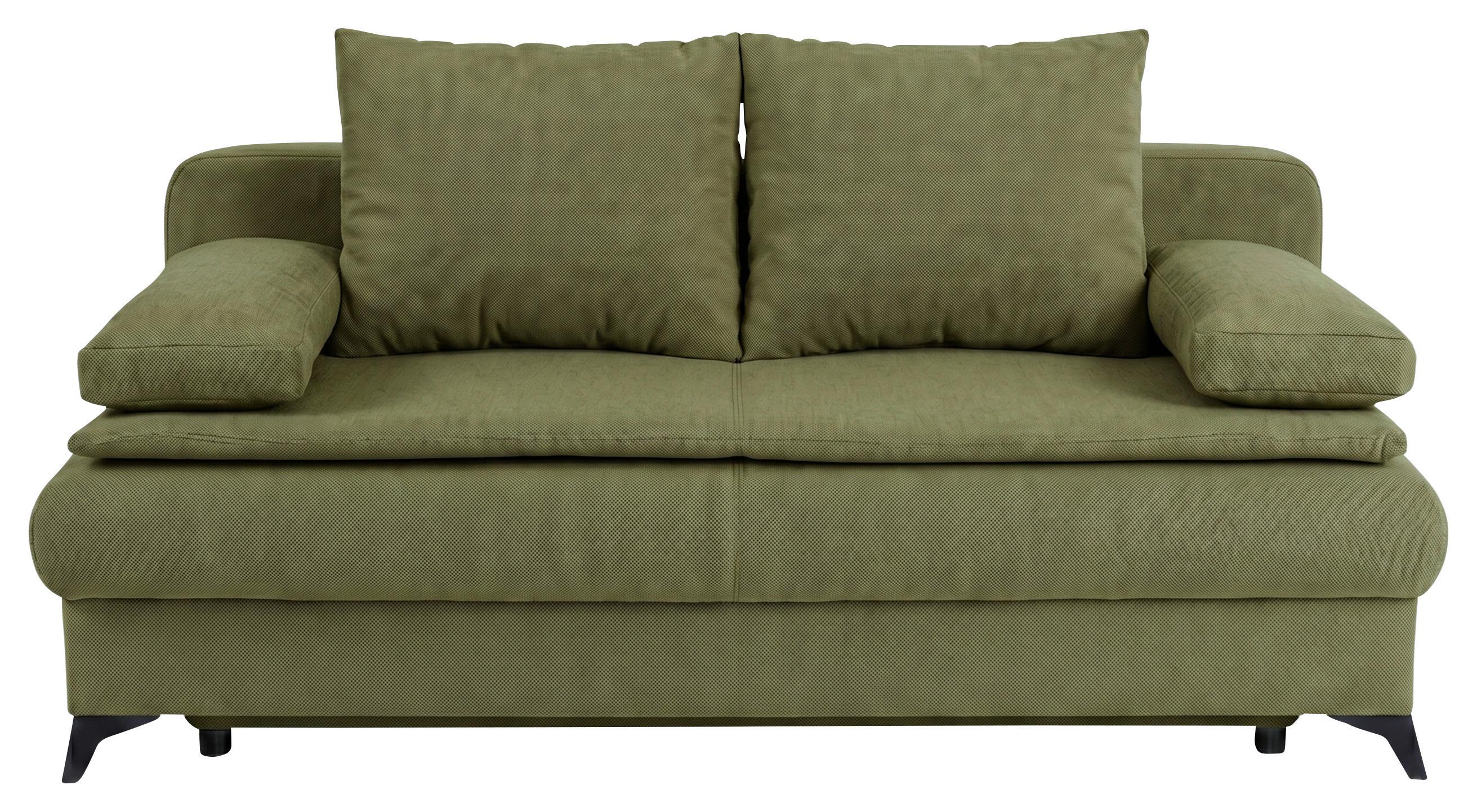 Schlafsofa Ken Olivgrün - Schwarz/Olivgrün, KONVENTIONELL, Holzwerkstoff/Kunststoff (209/90/105cm) - Based
