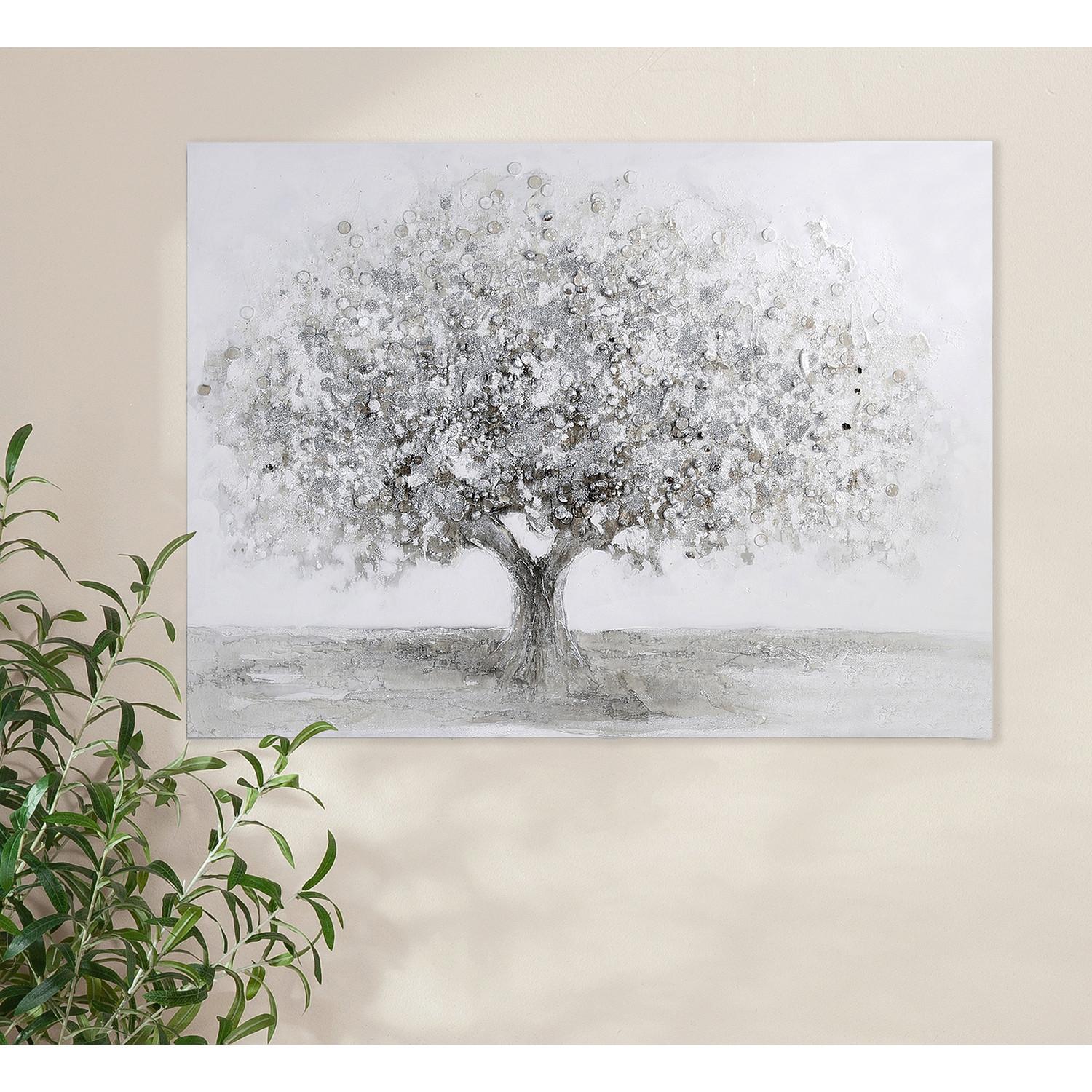 Bild Silberfarben ca. 120x90cm - Silberfarben, Basics, Textil (120/90cm)