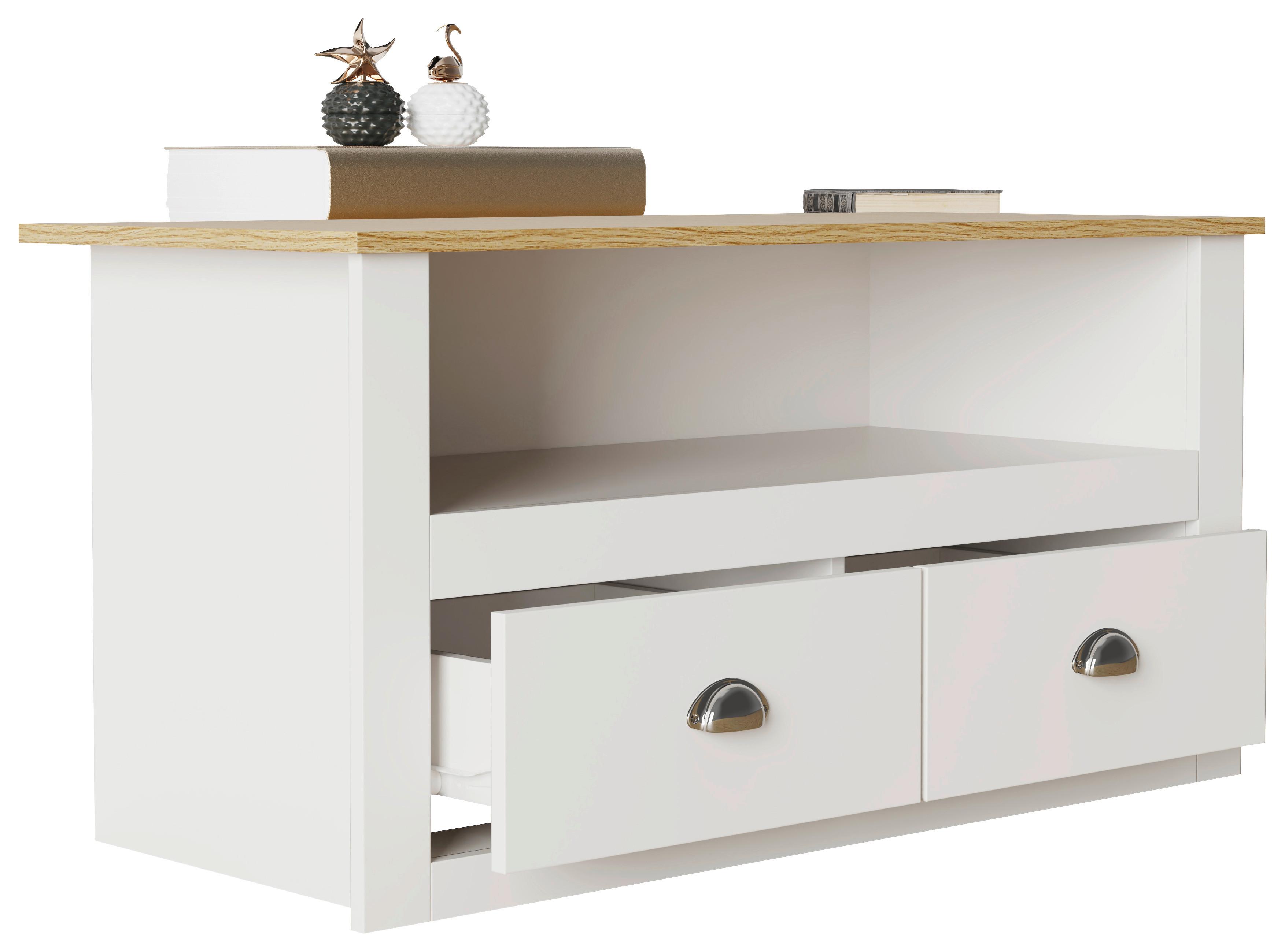 HOCHSCHRANK EDINO - Honigeiche/Weiss, Modern, Holzwerkstoff/Metall (33/185/30cm) - MID.YOU