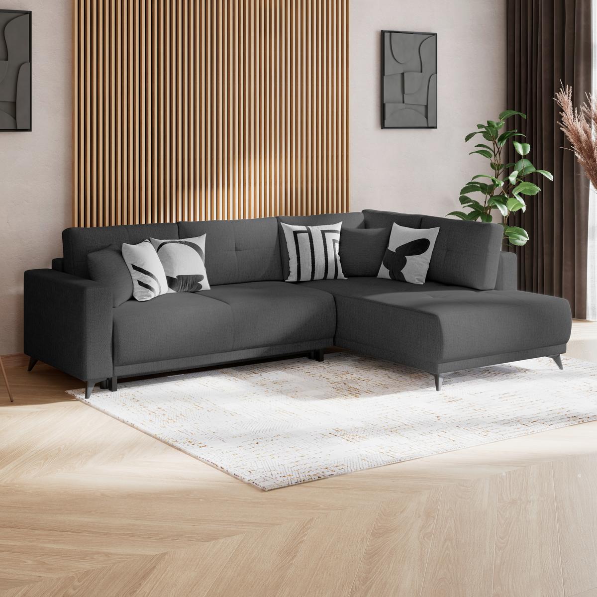 Kutna Garnitura Texas - sivo-smeđa/crna, Konvencionalno, drvo (259/203cm)