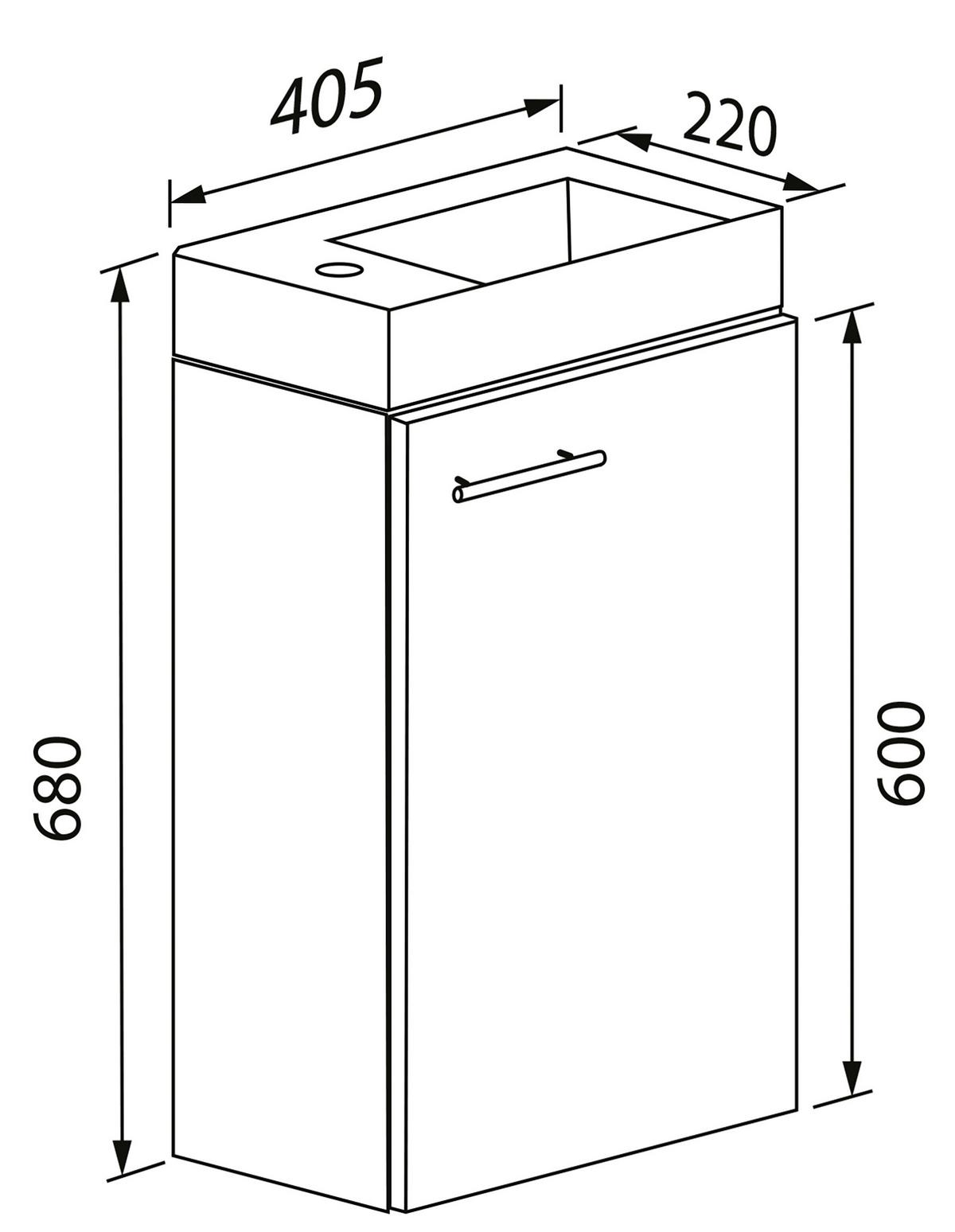 WASCHTISCHKOMBI SLITO BL - Silberfarben/Schwarz, Modern, Keramik/Holzwerkstoff (40,5cm) - MID.YOU